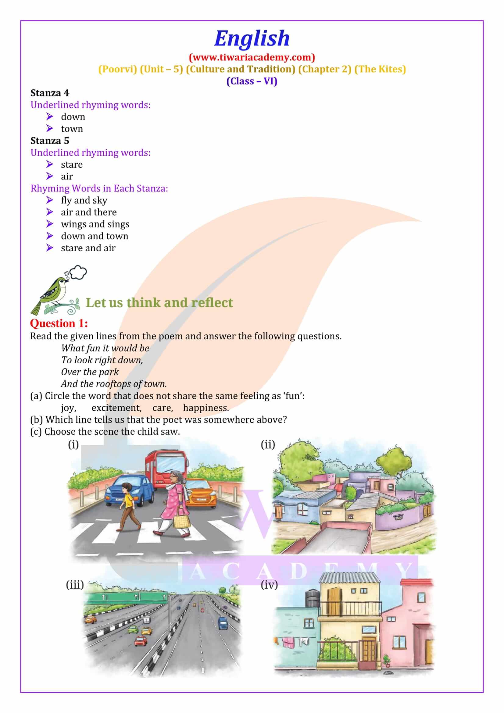 Class 6 English Poorvi Unit 5 Culture and Tradition Chapter 2