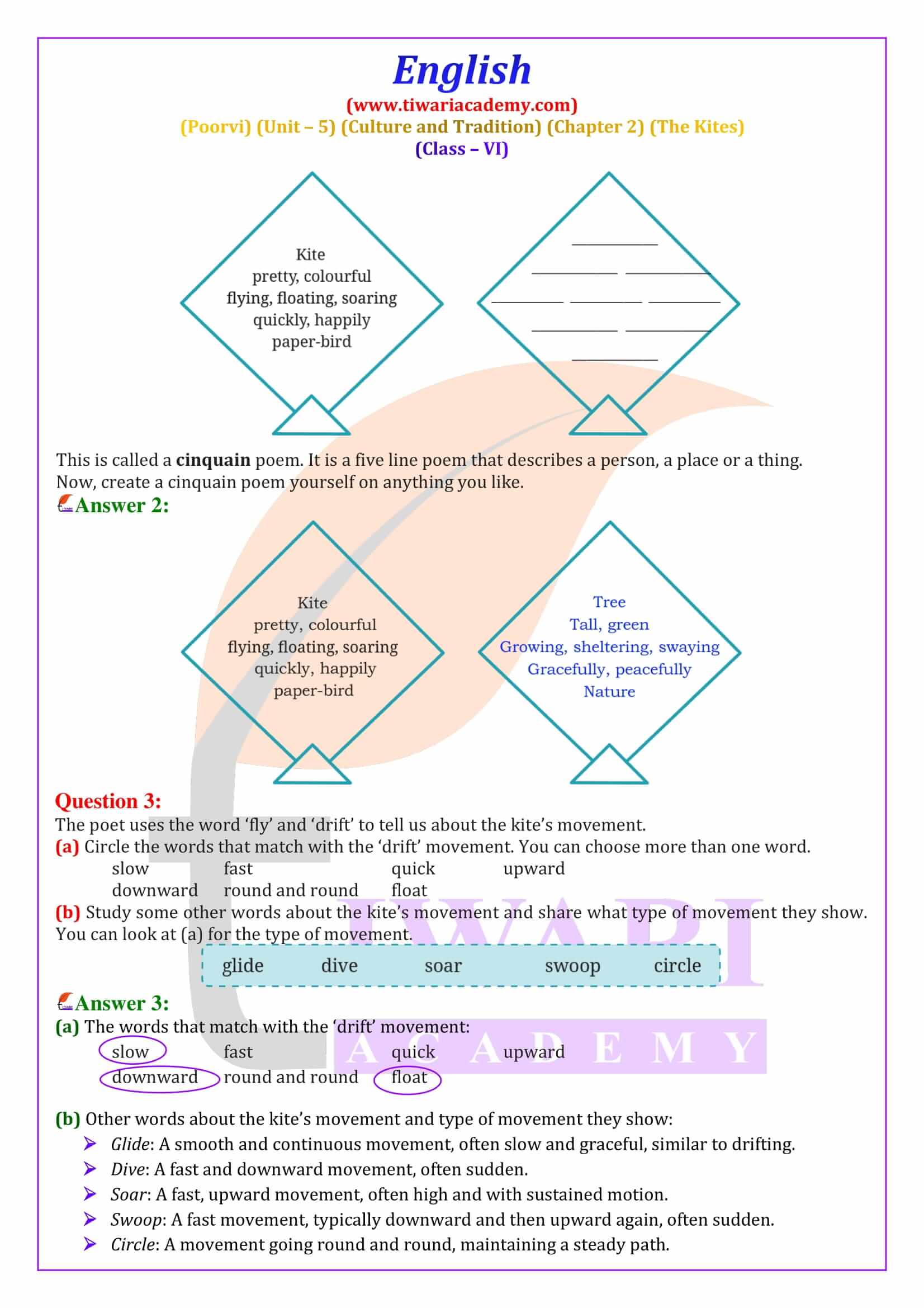 Class 6 English Poorvi Unit 5 Chapter 2