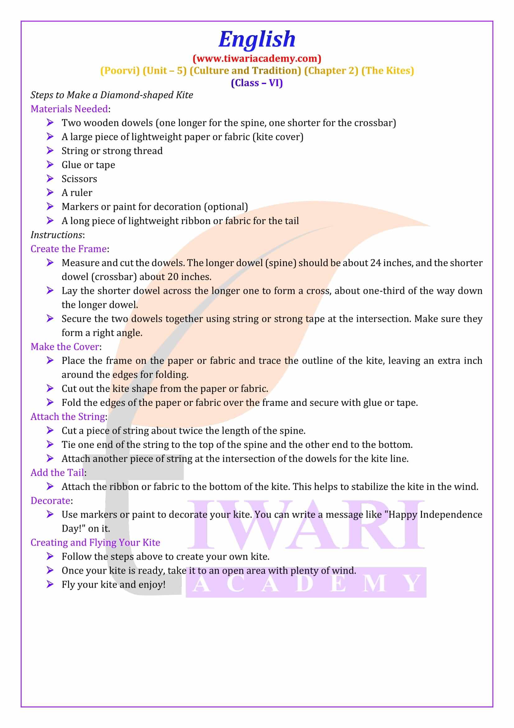 Class 6 English Poorvi Unit 5 Chapter 2 all question solutions