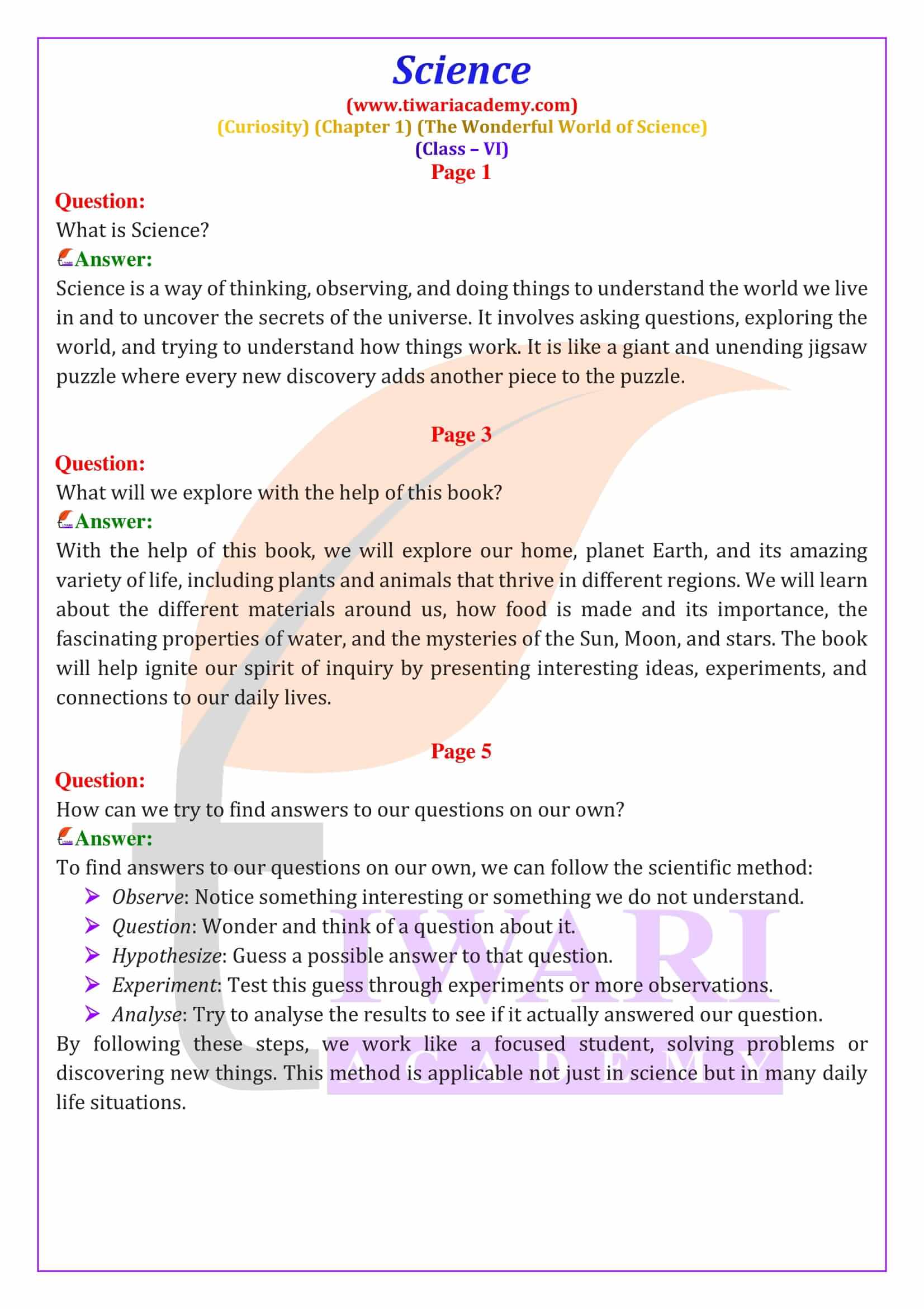 Class 6 Science Curiosity Chapter 1