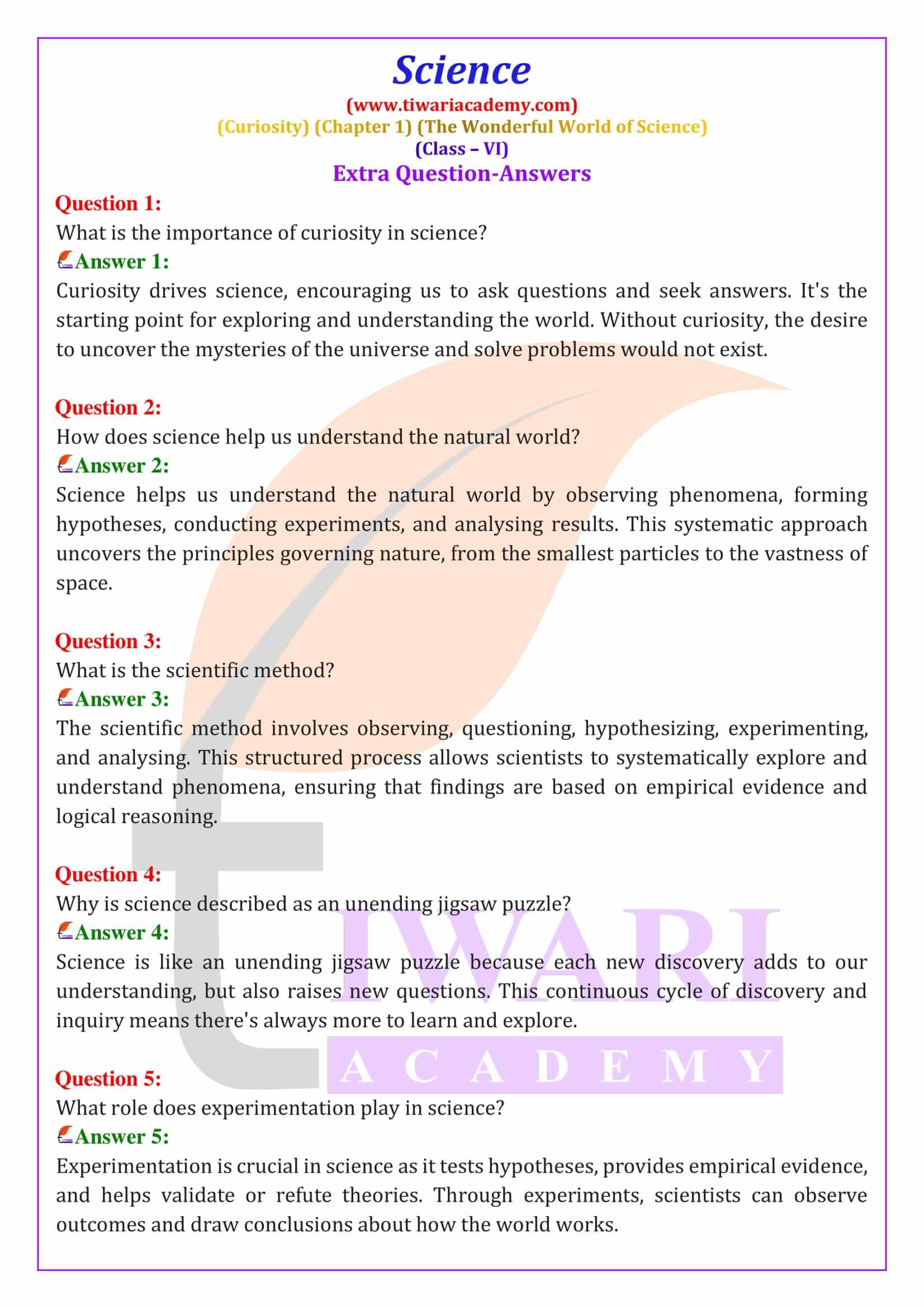 Class 6 Science Chapter 1 Question Answers