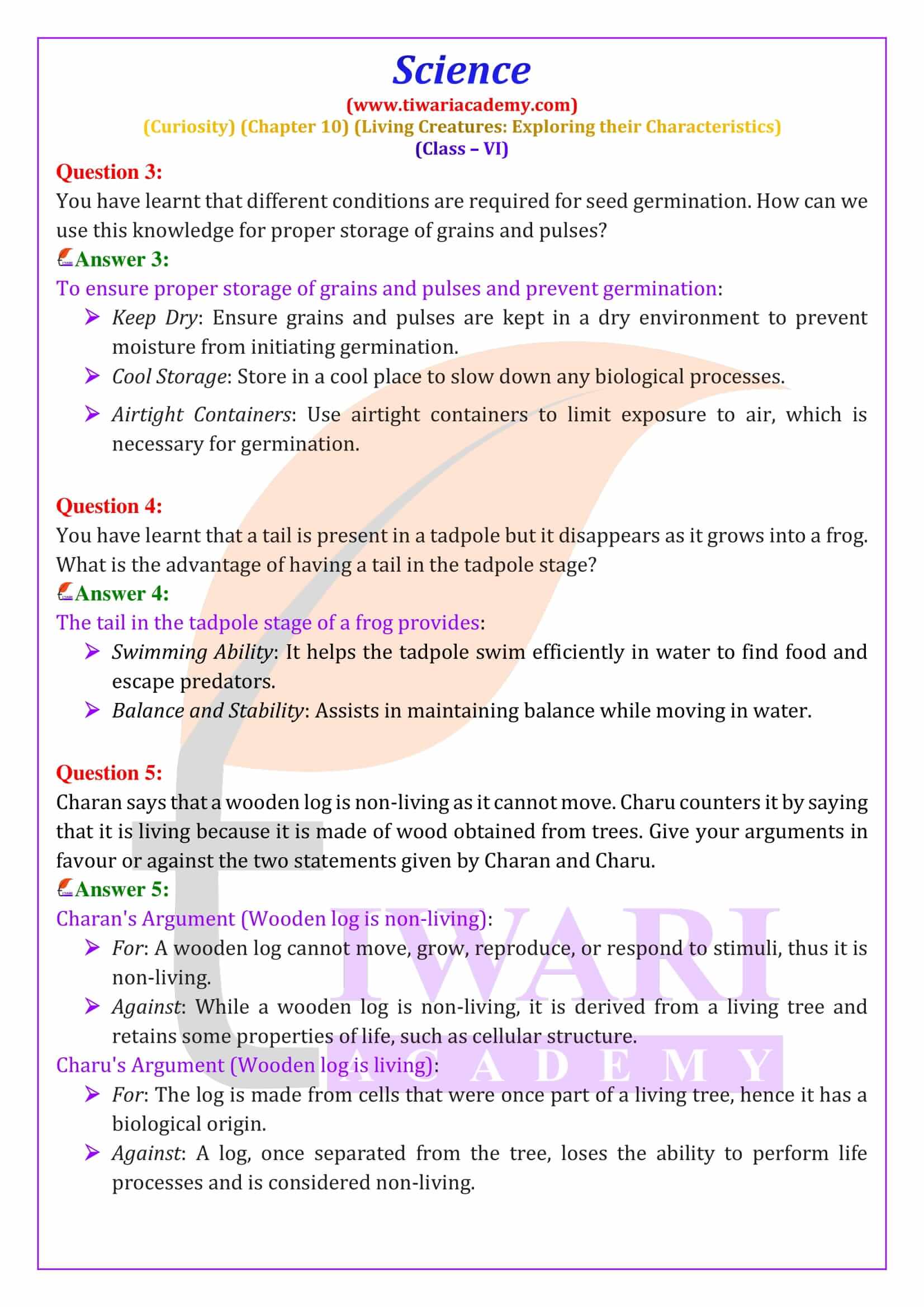 Class 6 Science Curiosity Chapter 10 Solutions