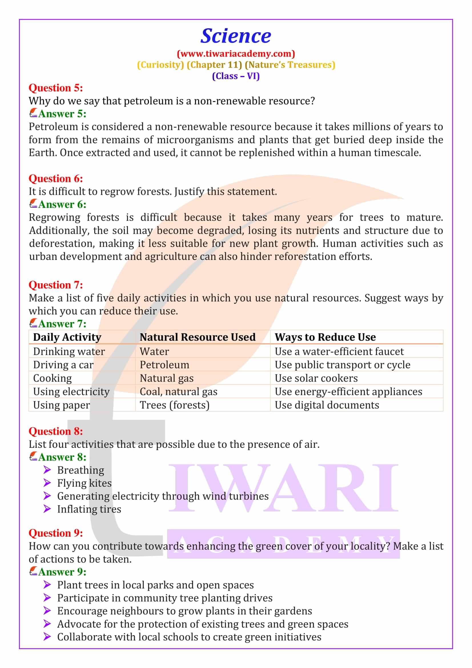 Class 6 Science Curiosity Chapter 11 Solutions