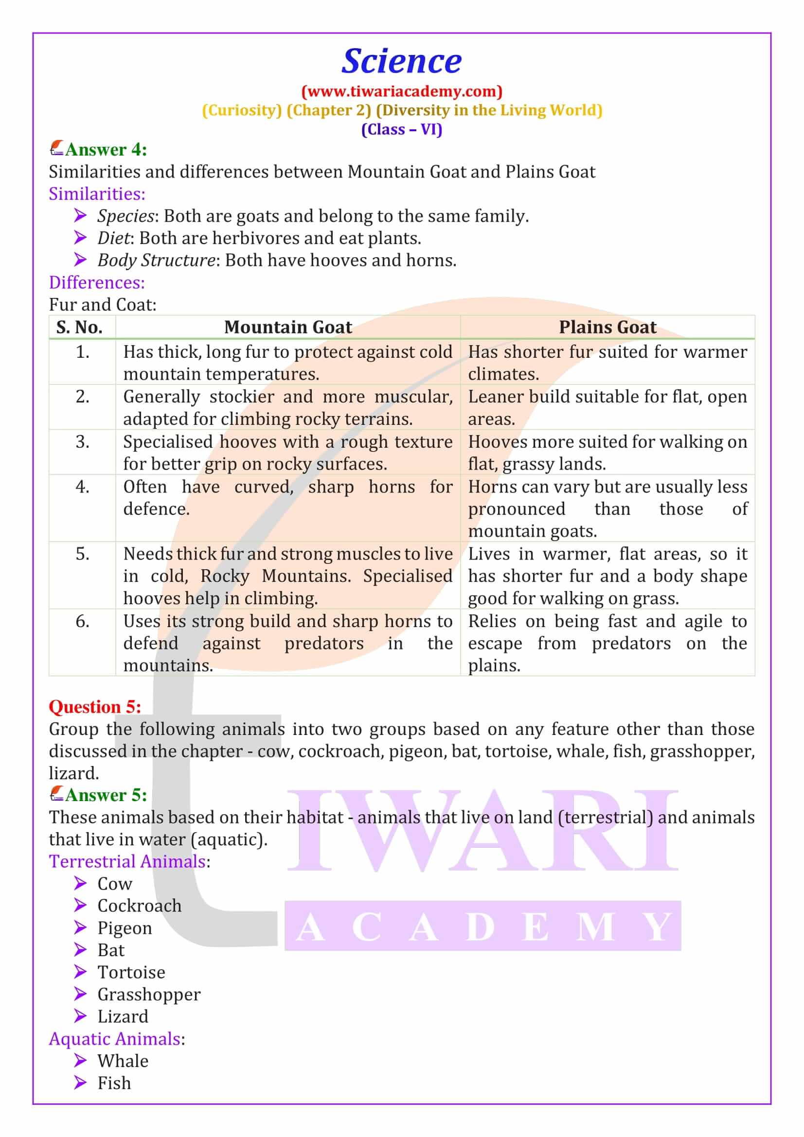 Class 6 Science Curiosity Chapter 2 Question Answers