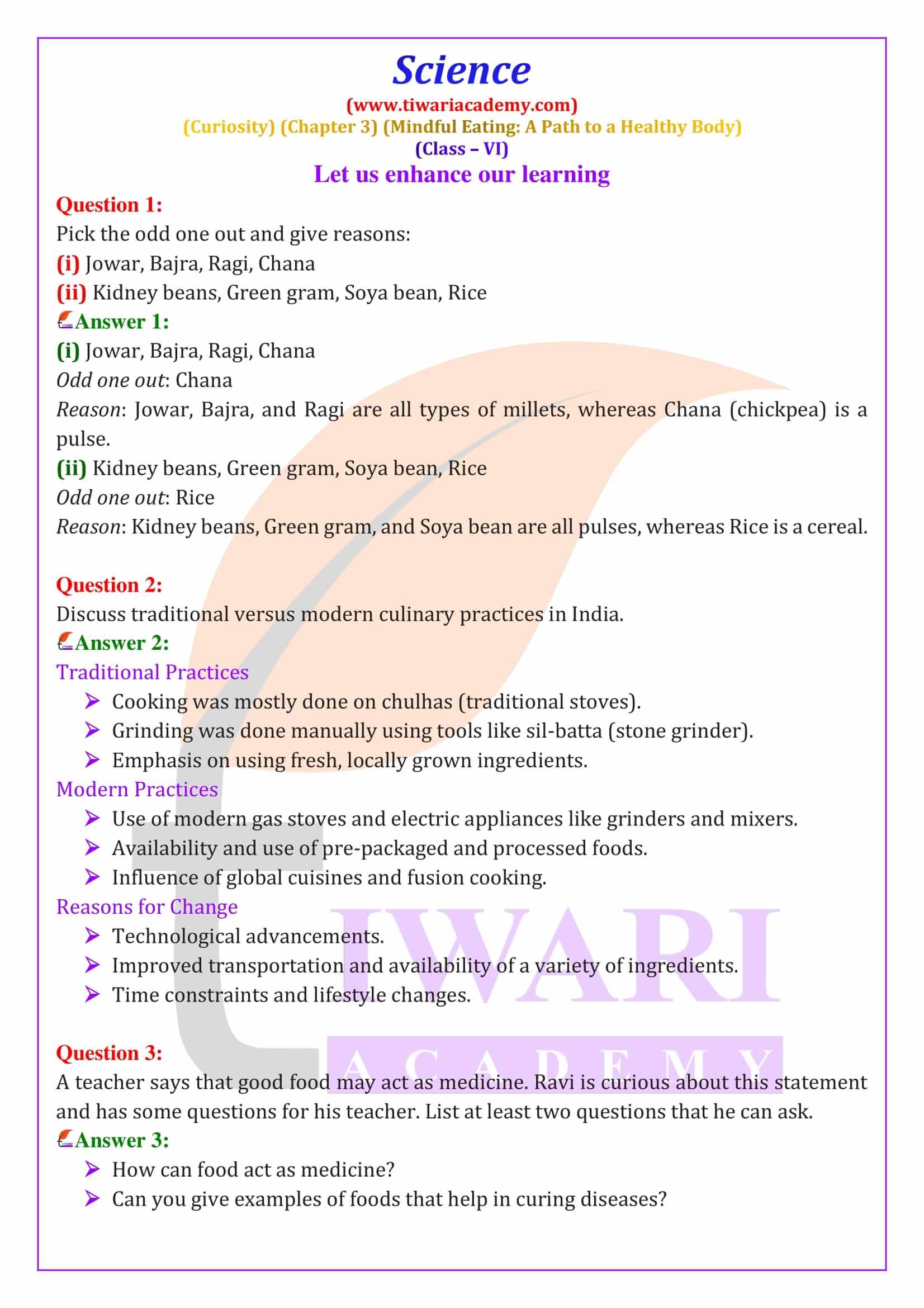 Class 6 Science Curiosity Chapter 3