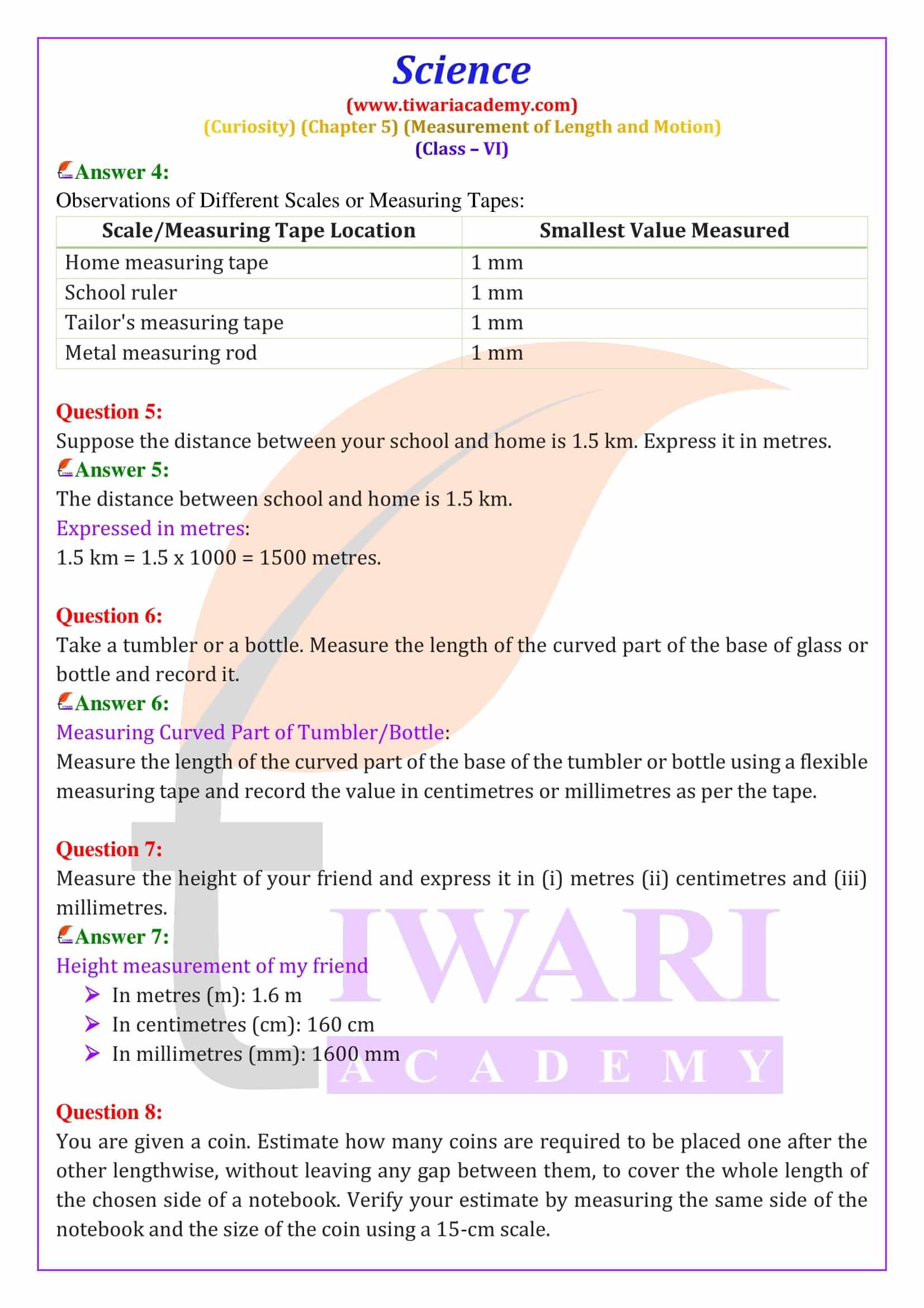 Class 6 Science Curiosity Chapter 5