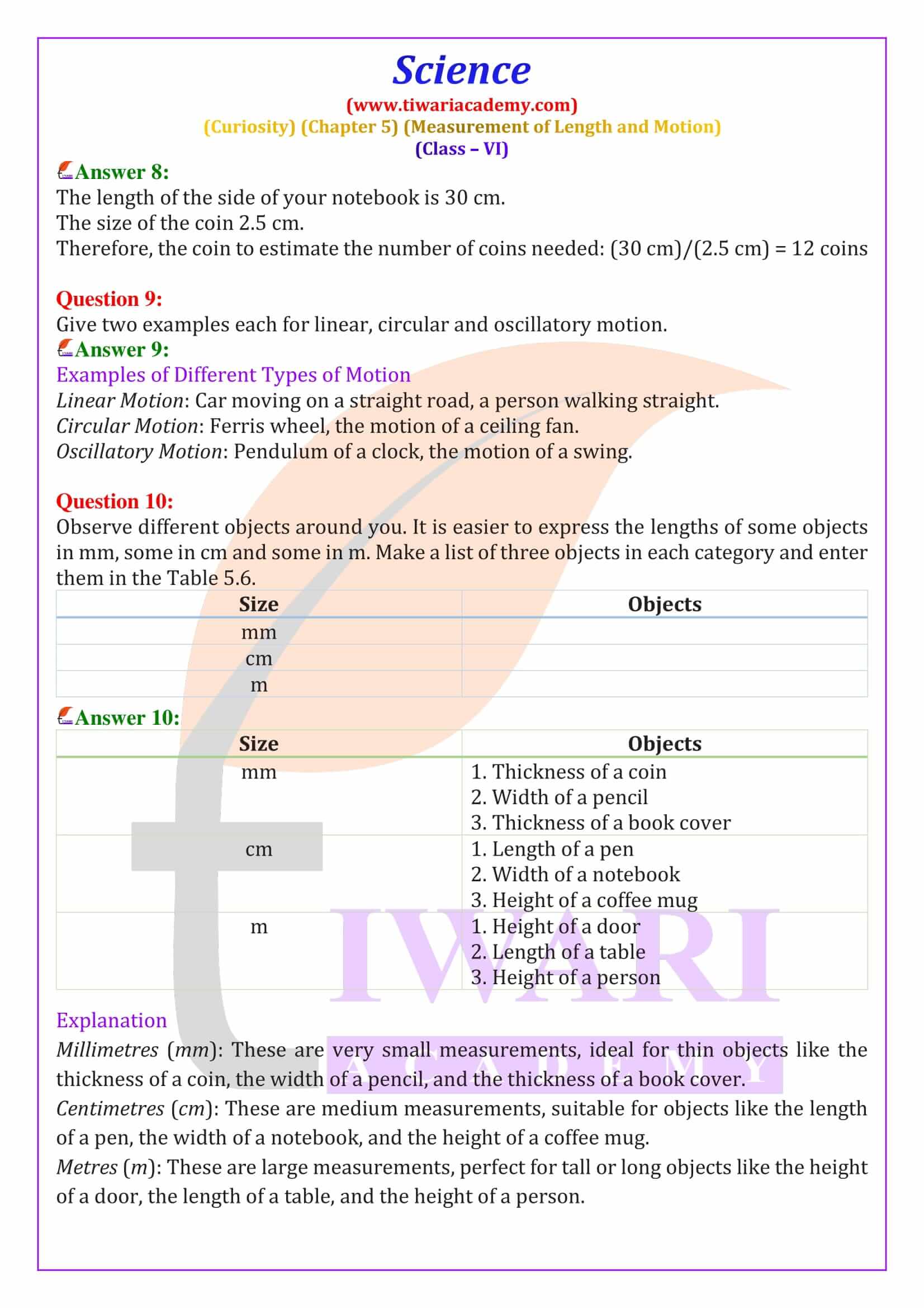 Class 6 Science Curiosity Chapter 5 Question answers