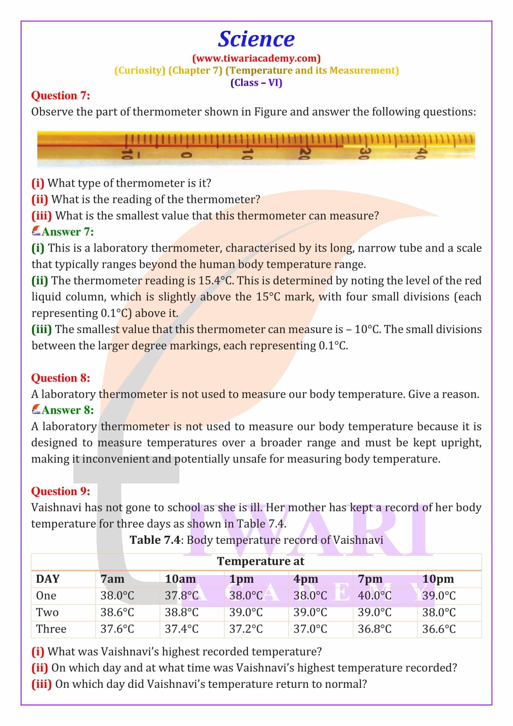 Class 6 Science Curiosity Chapter 7 Solutions