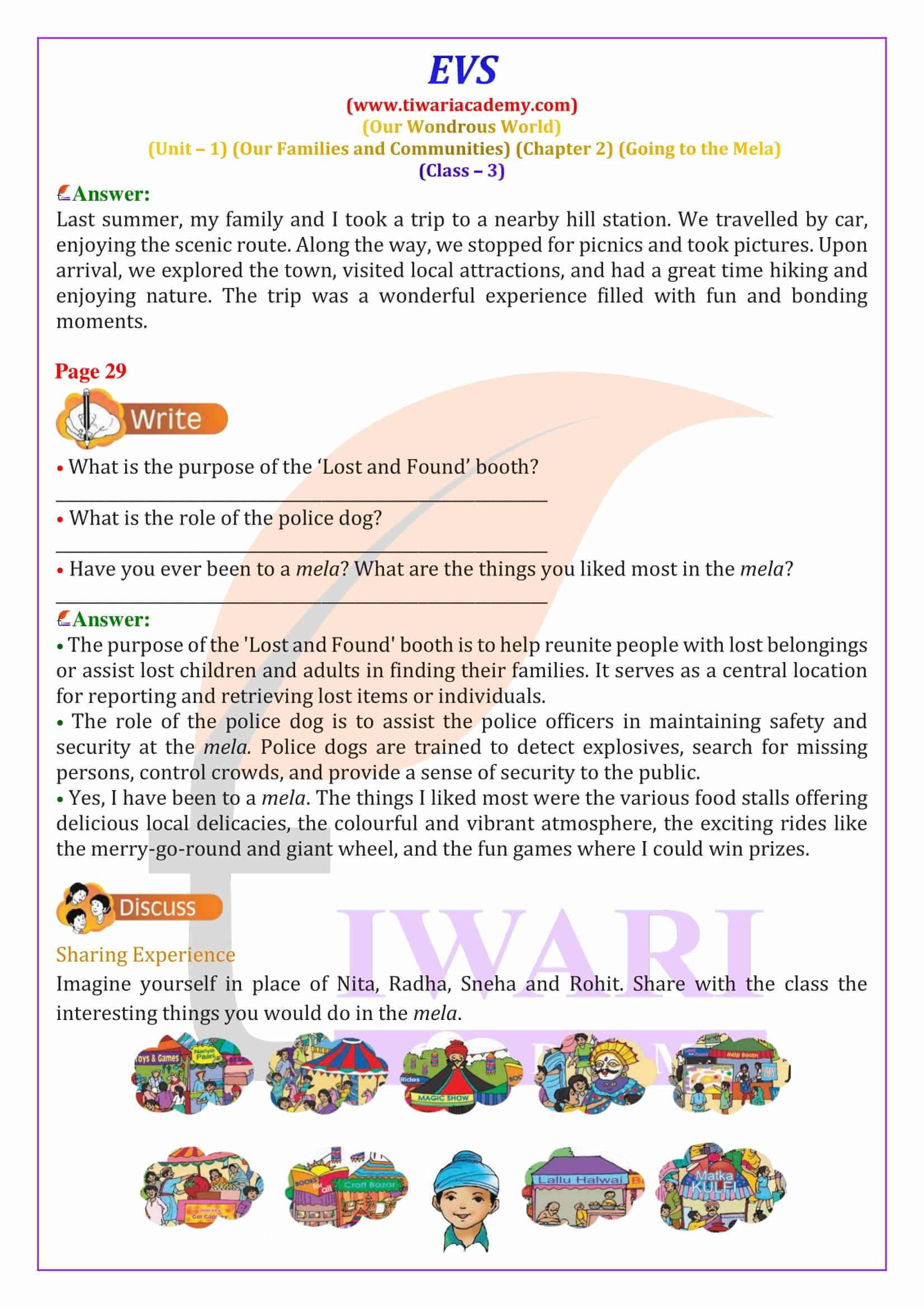 NCERT Solutions for Class 3 EVS Chapter 2 Question Answers