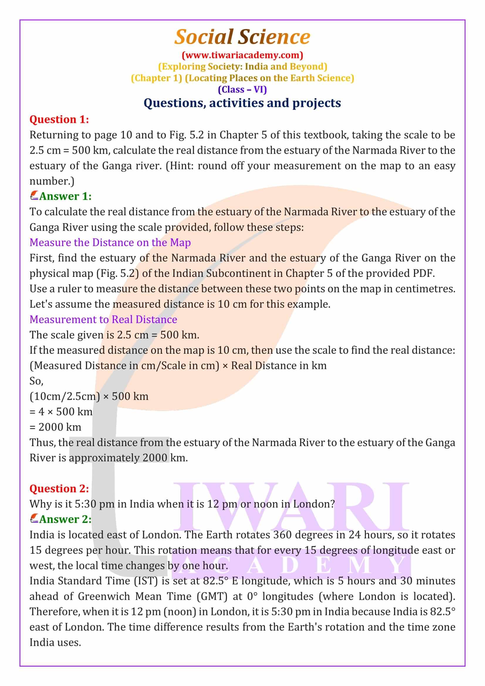 Class 6 Social Science Chapter 1 free solutions