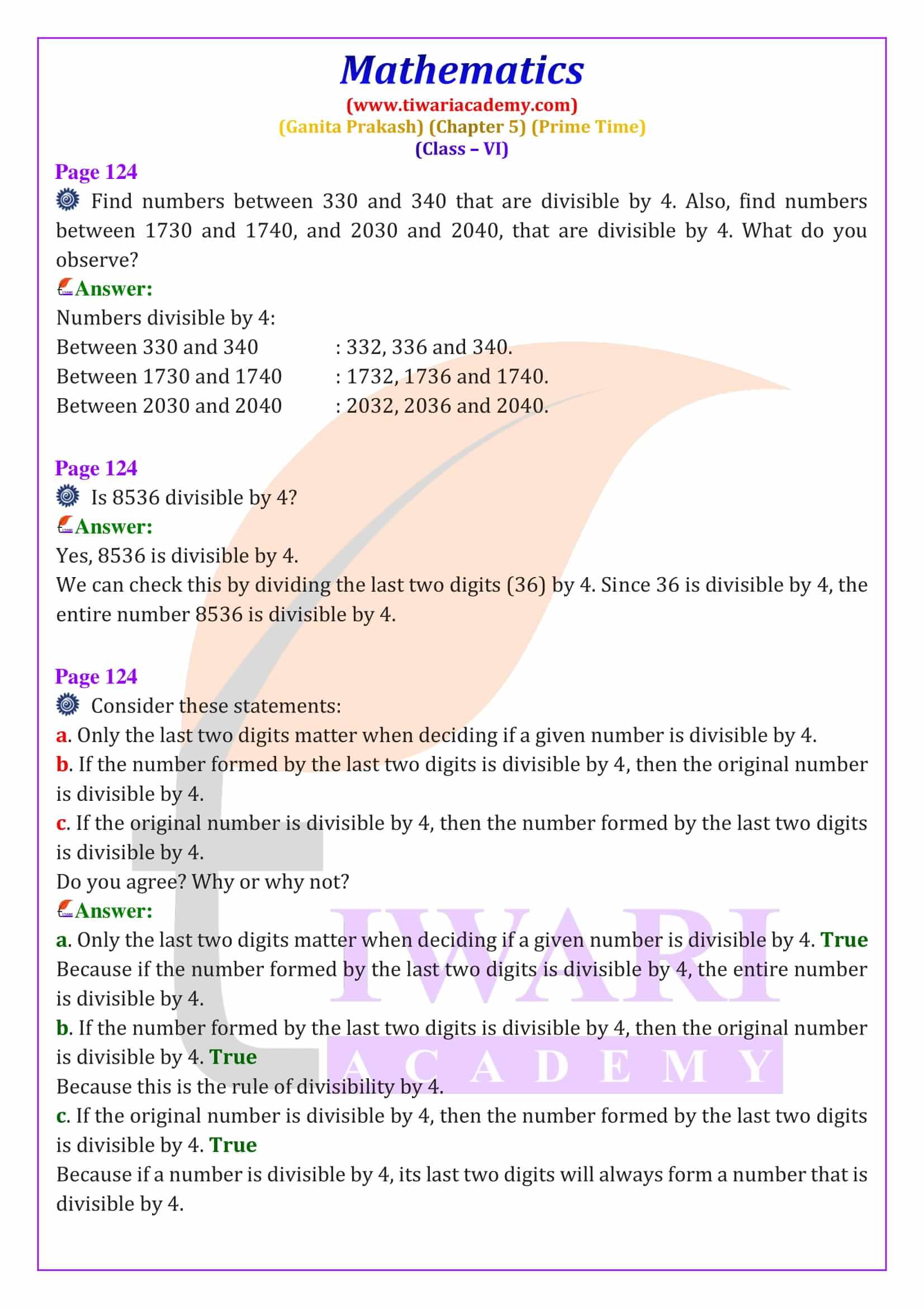 Class 6 Maths Ganit Prakash Chapter 5 Exercises guide in English