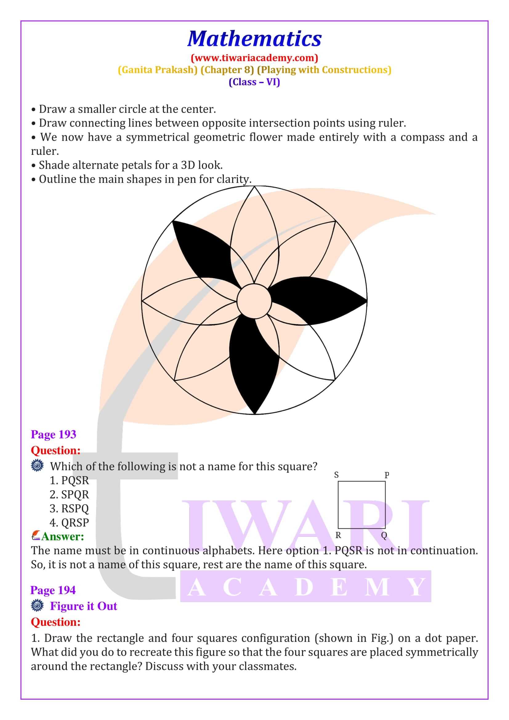 Class 6 Maths Ganita Prakash Chapter 8 NCERT Question Answers