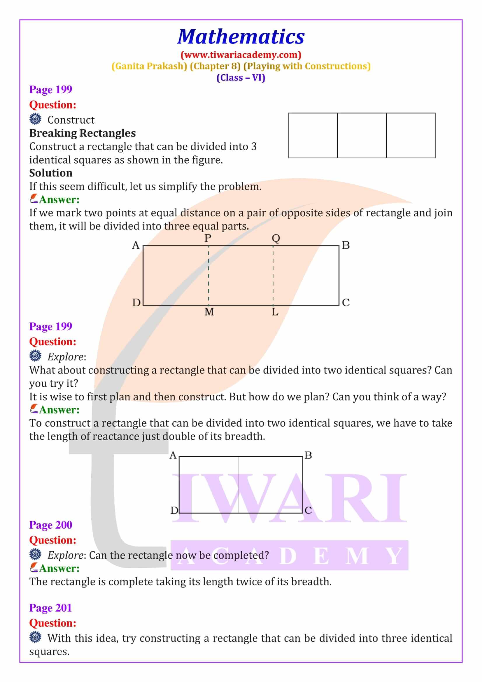 Class 6 Maths Ganita Prakash Chapter 8 all questions