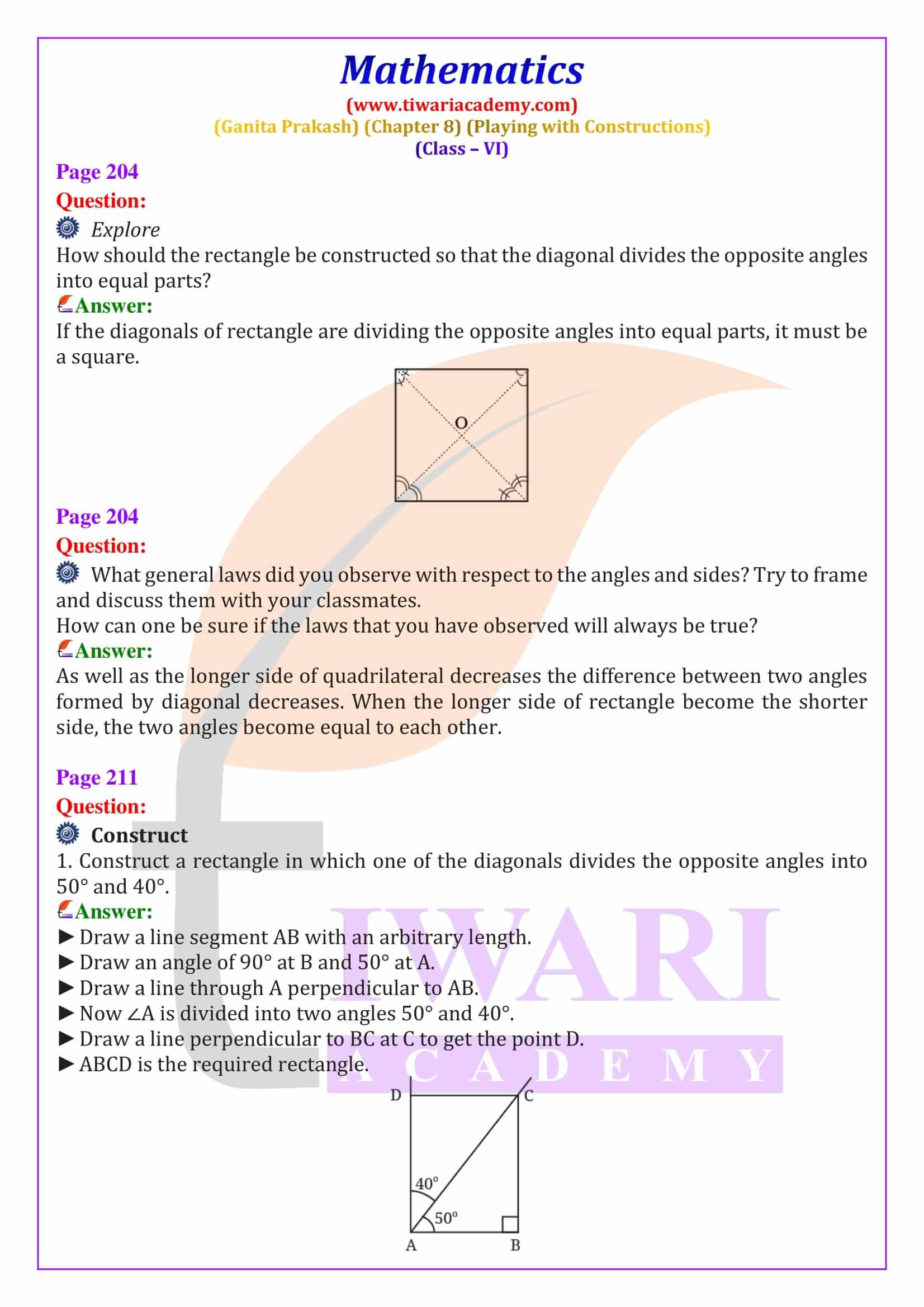 Class 6 Maths Ganita Prakash Chapter 8 English Medium