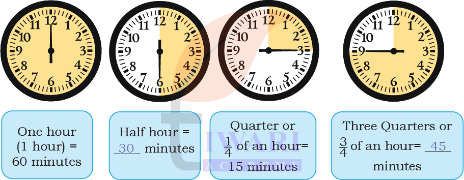 Daily routine clock diagram showing 24 hours for Class 4 students