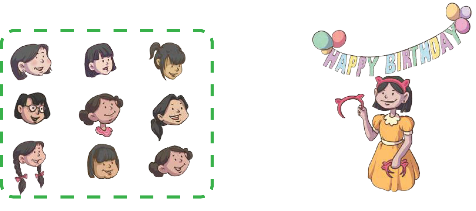 Sharing and measuring fractions illustration