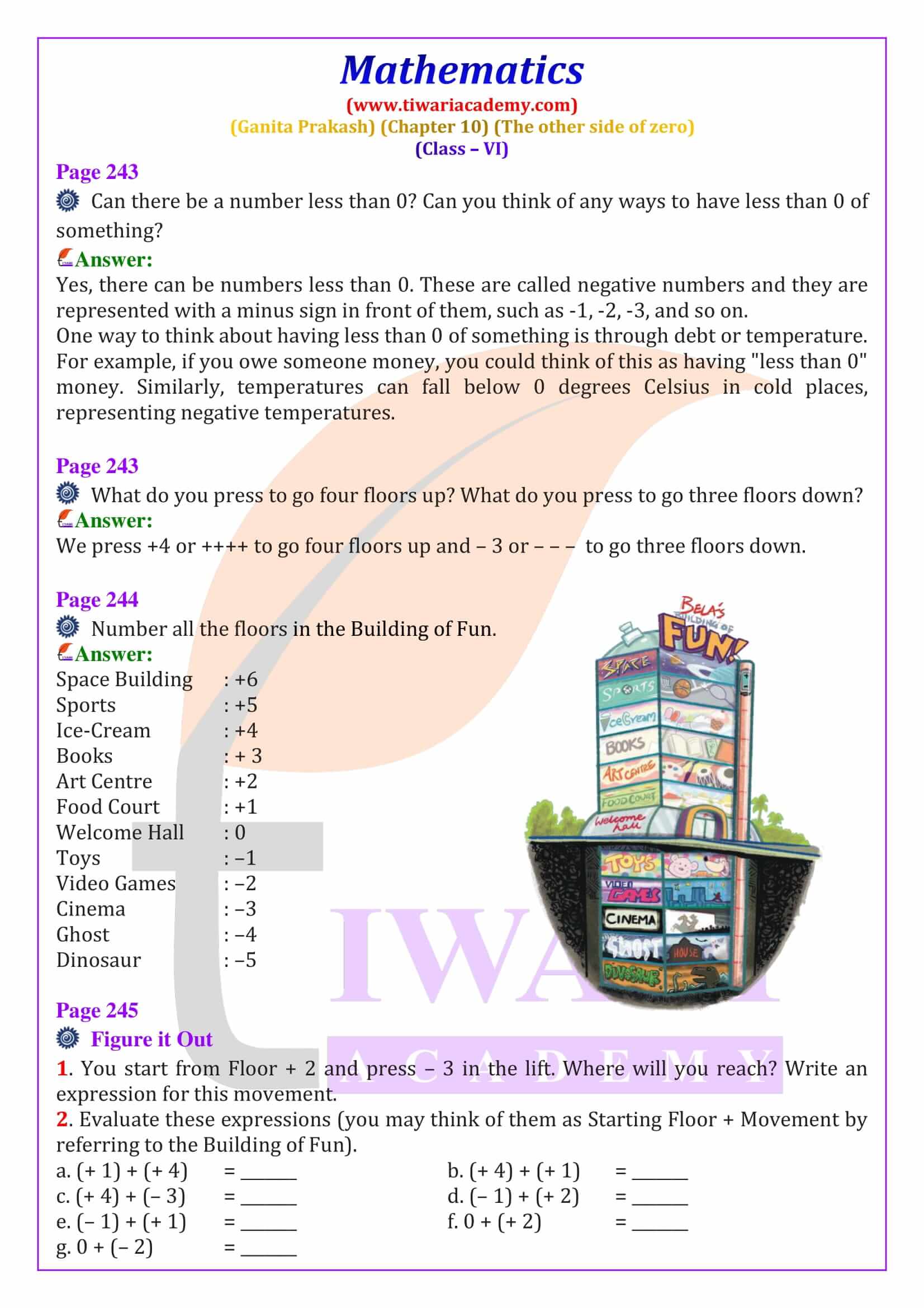 The other side of zero explained in Class 6 Maths Integers chapter