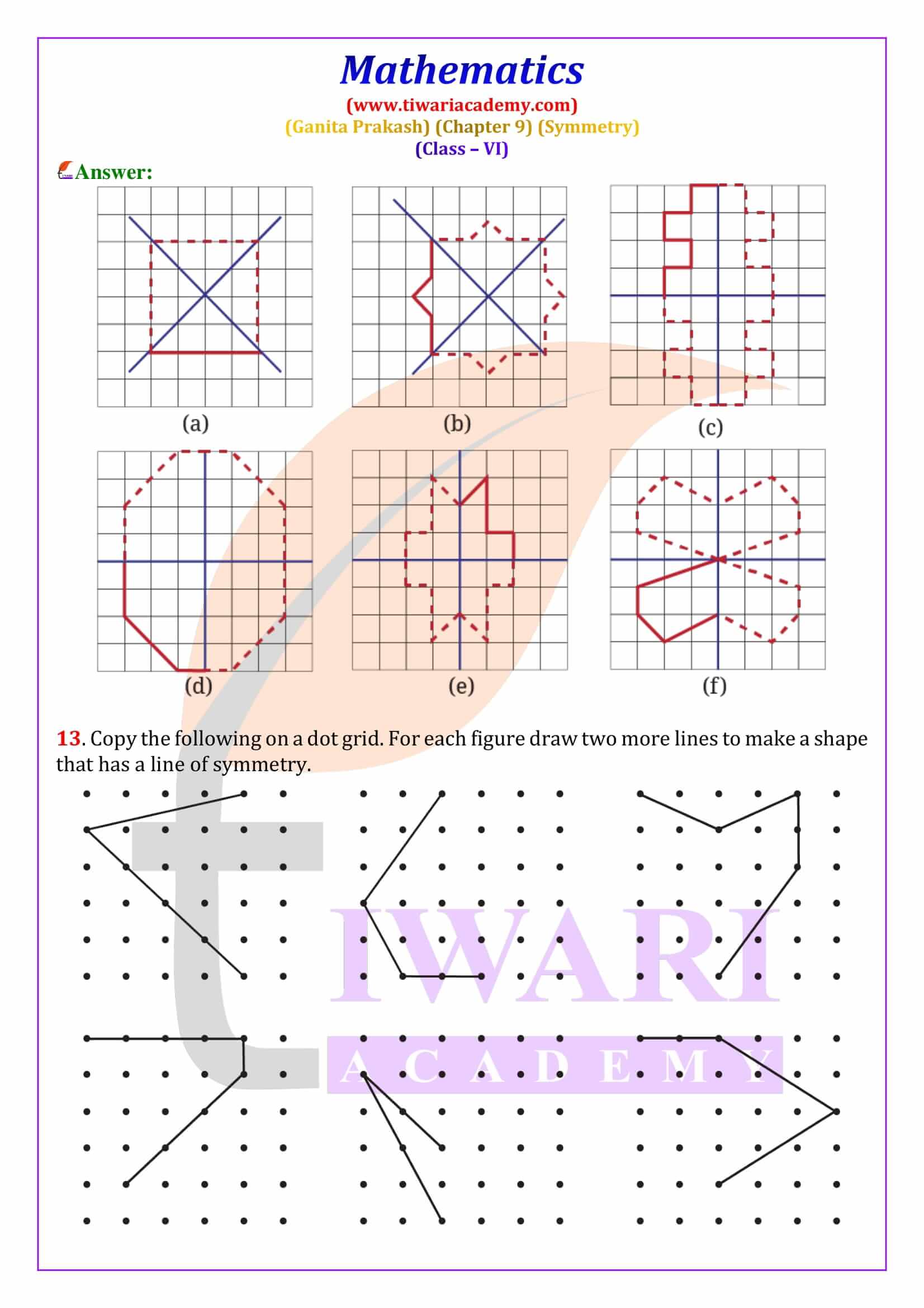 Completing figures using line of symmetry on squared paper
