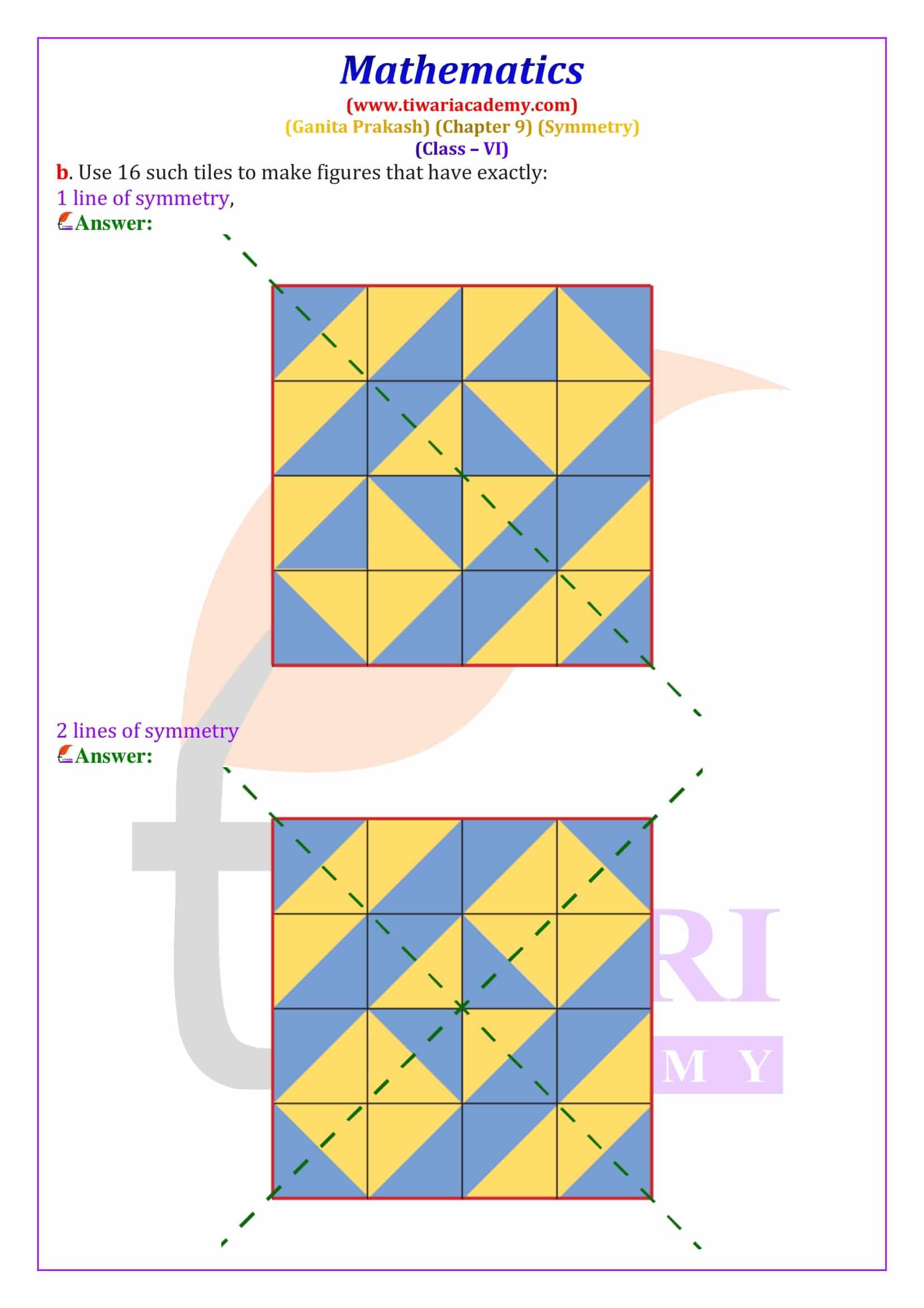 Symmetry questions solved from Ganita Prakash Chapter 9