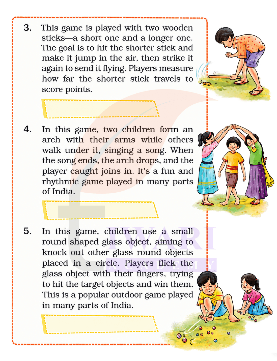 Class 4 English Santoor Chapter 9 Page 98 - Let us Listen - 3, 4 and 5