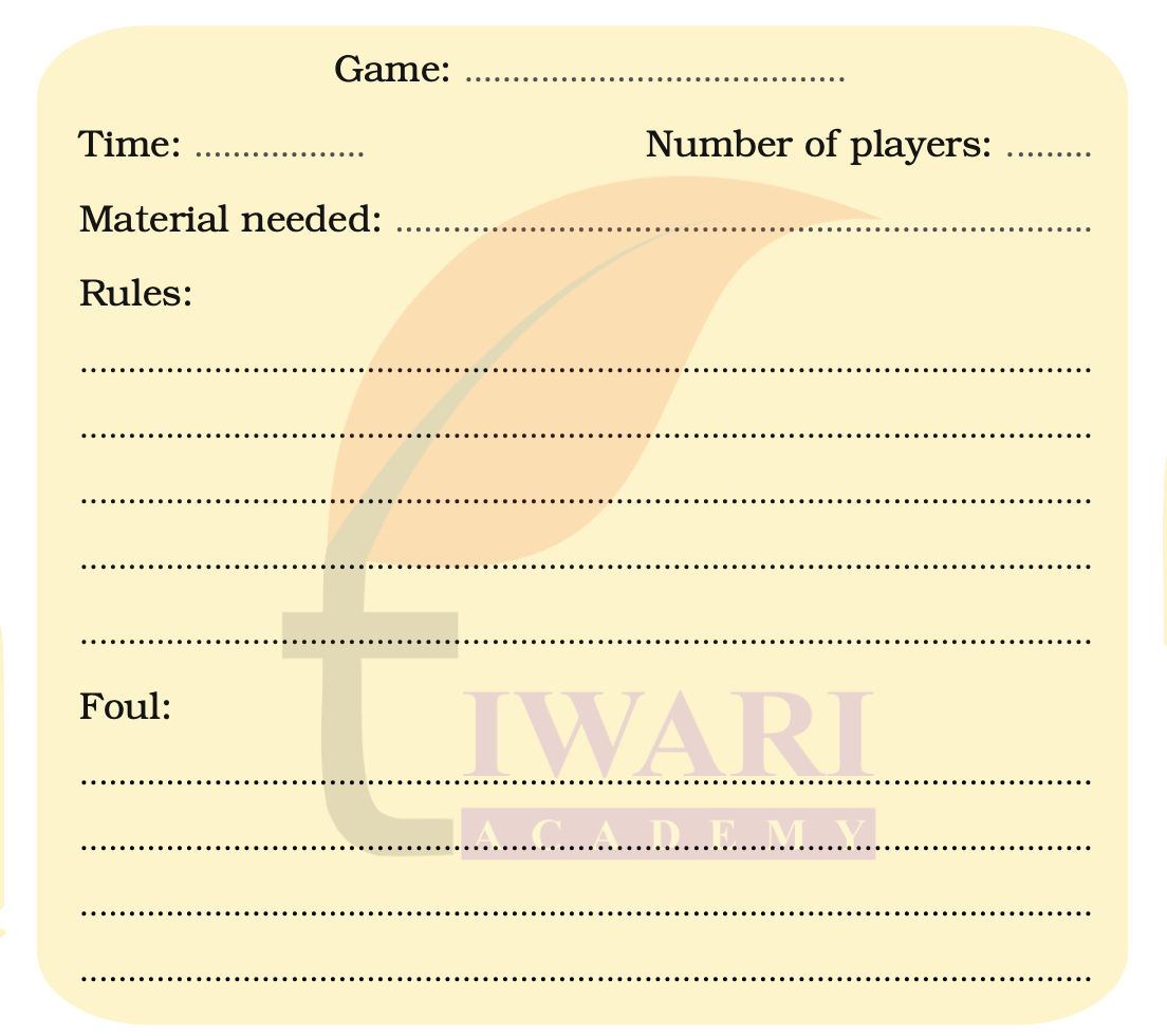 Class 4 English Santoor Chapter 9 Page 101 - Let us Write