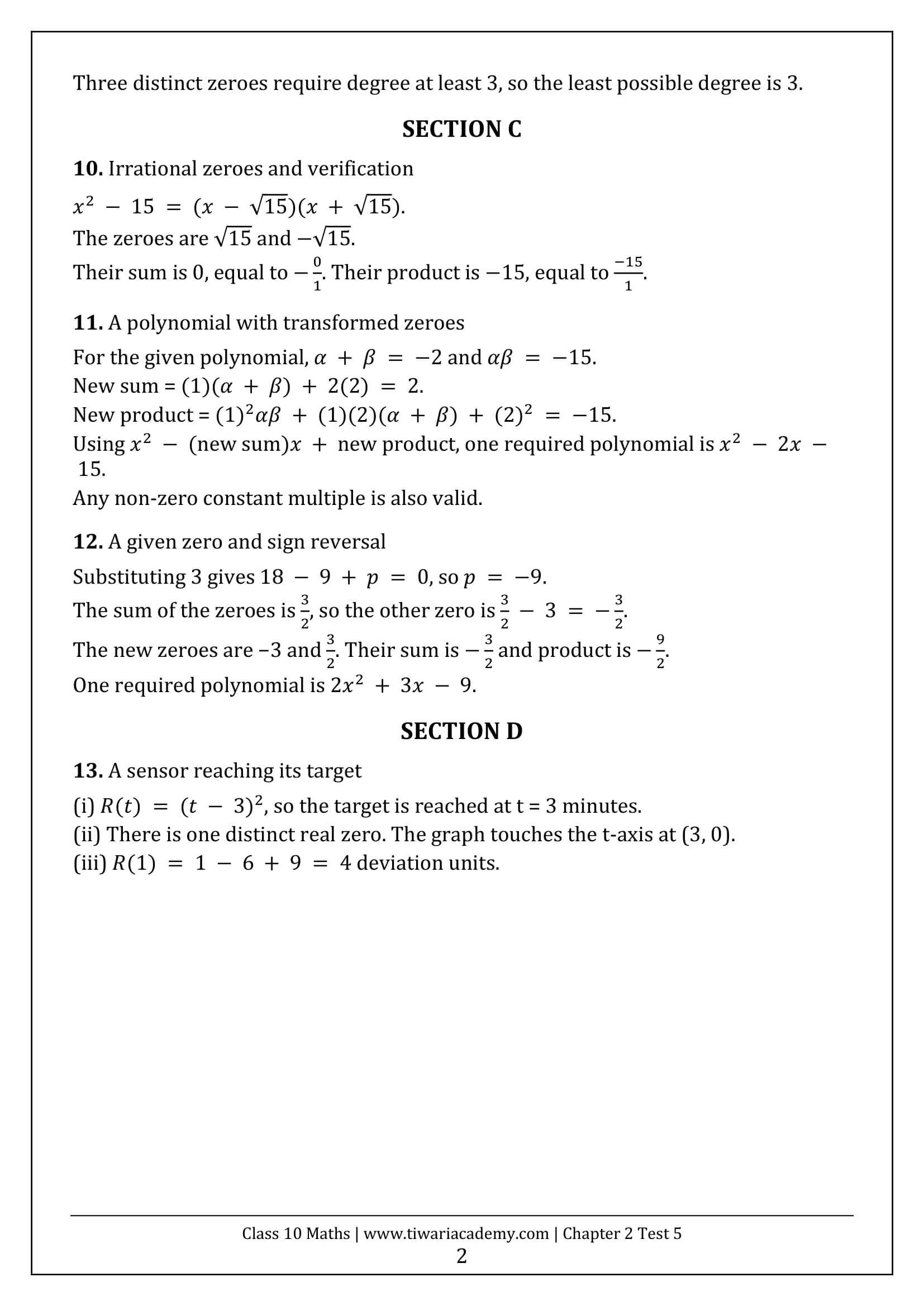 Class 10 Maths Chapter 2 Test 5 Answers Page 2