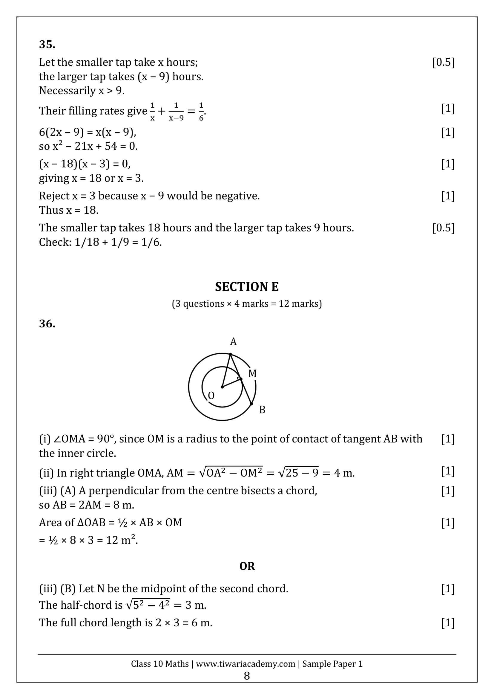 Class 10 Maths Sample Paper 1 Answers Page 8