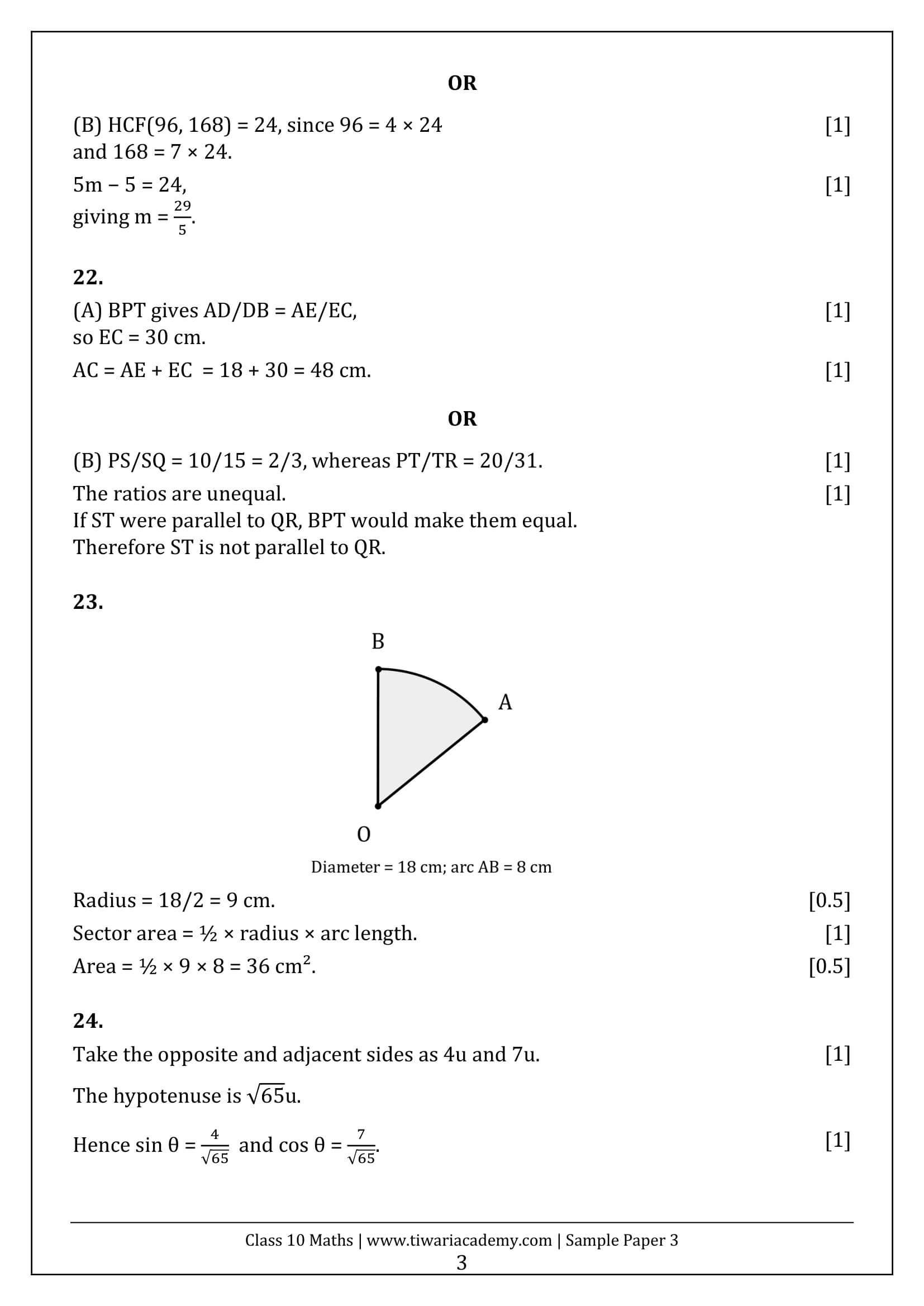 Class 10 Maths Sample Paper 3 Answers Page 3