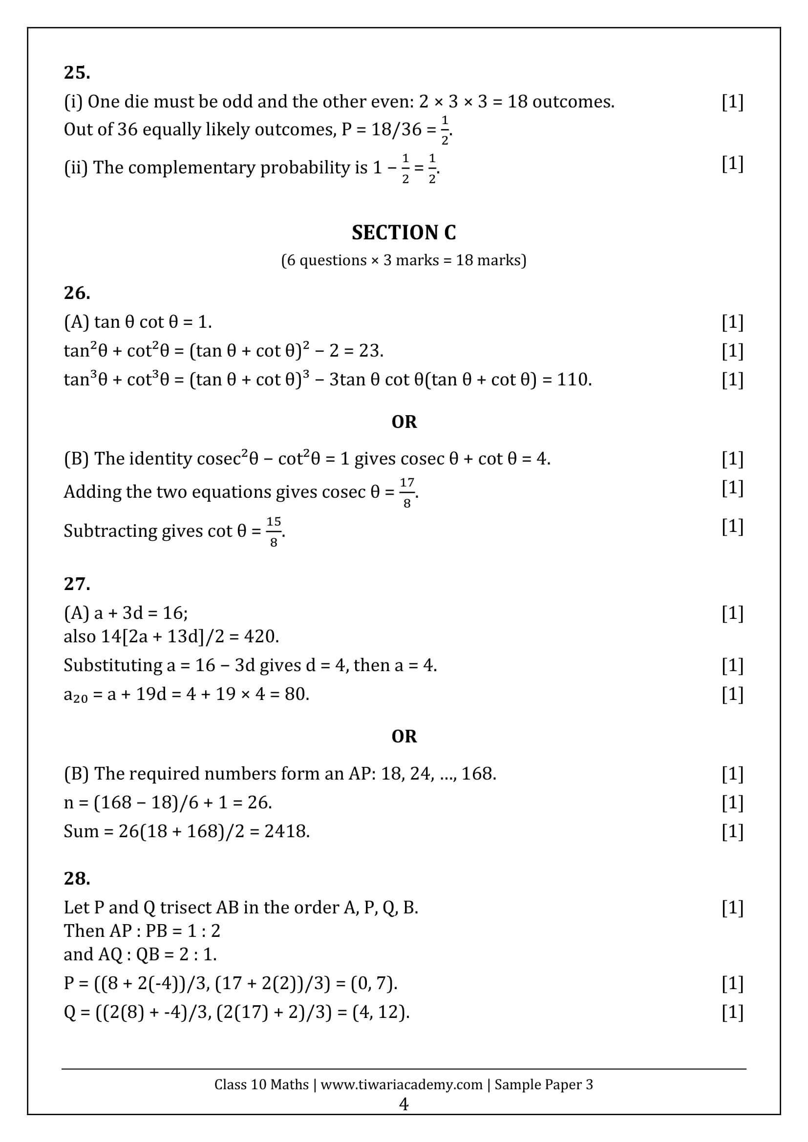 Class 10 Maths Sample Paper 3 Answers Page 4