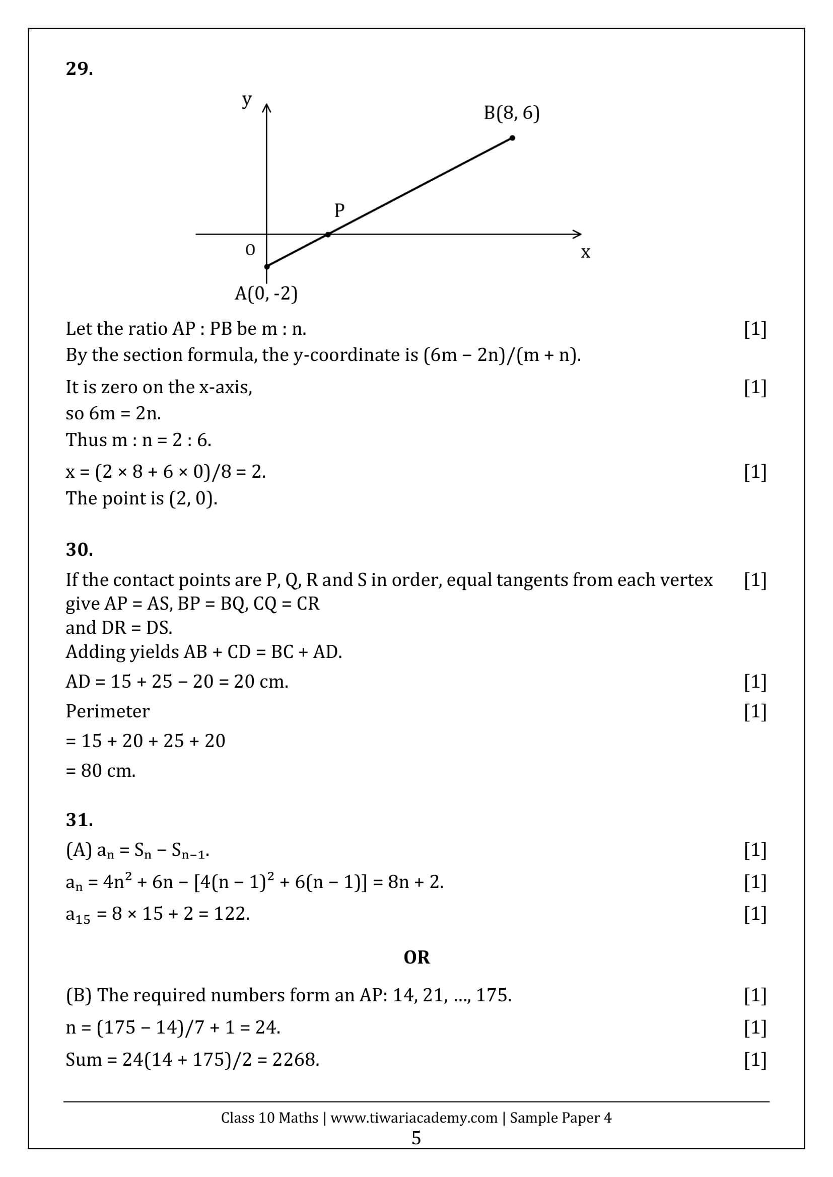 Class 10 Maths Sample Paper 4 Answers Page 5