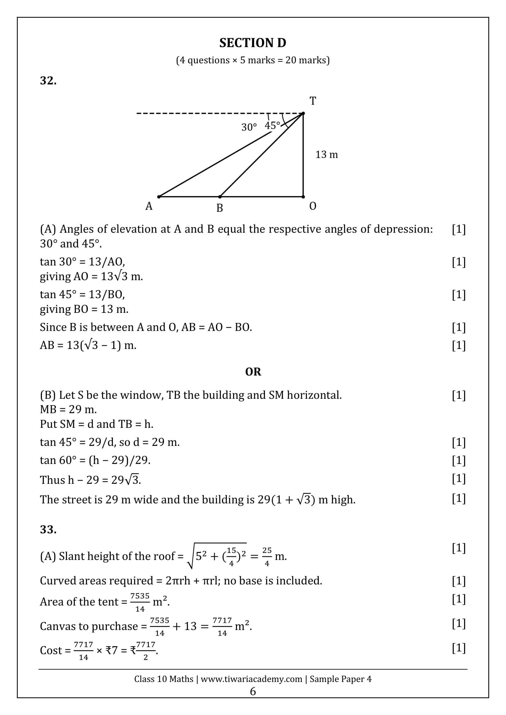 Class 10 Maths Sample Paper 4 Answers Page 6
