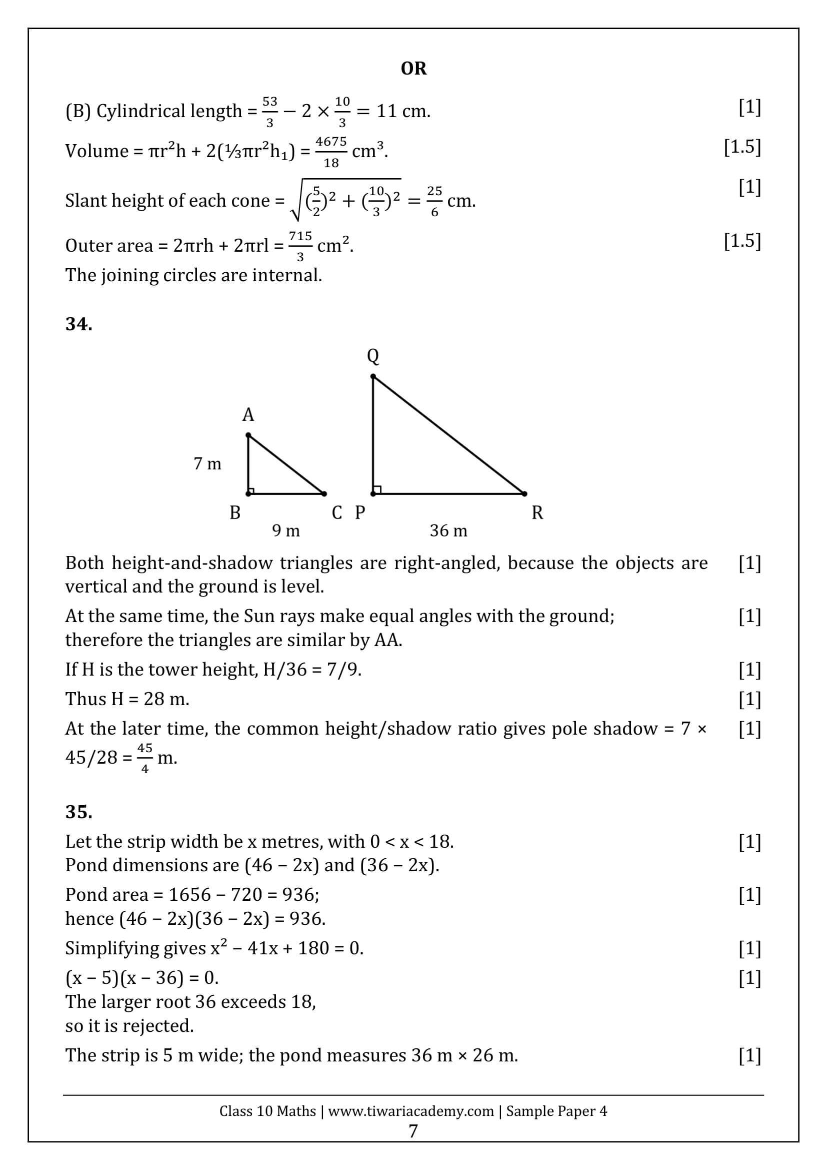 Class 10 Maths Sample Paper 4 Answers Page 7