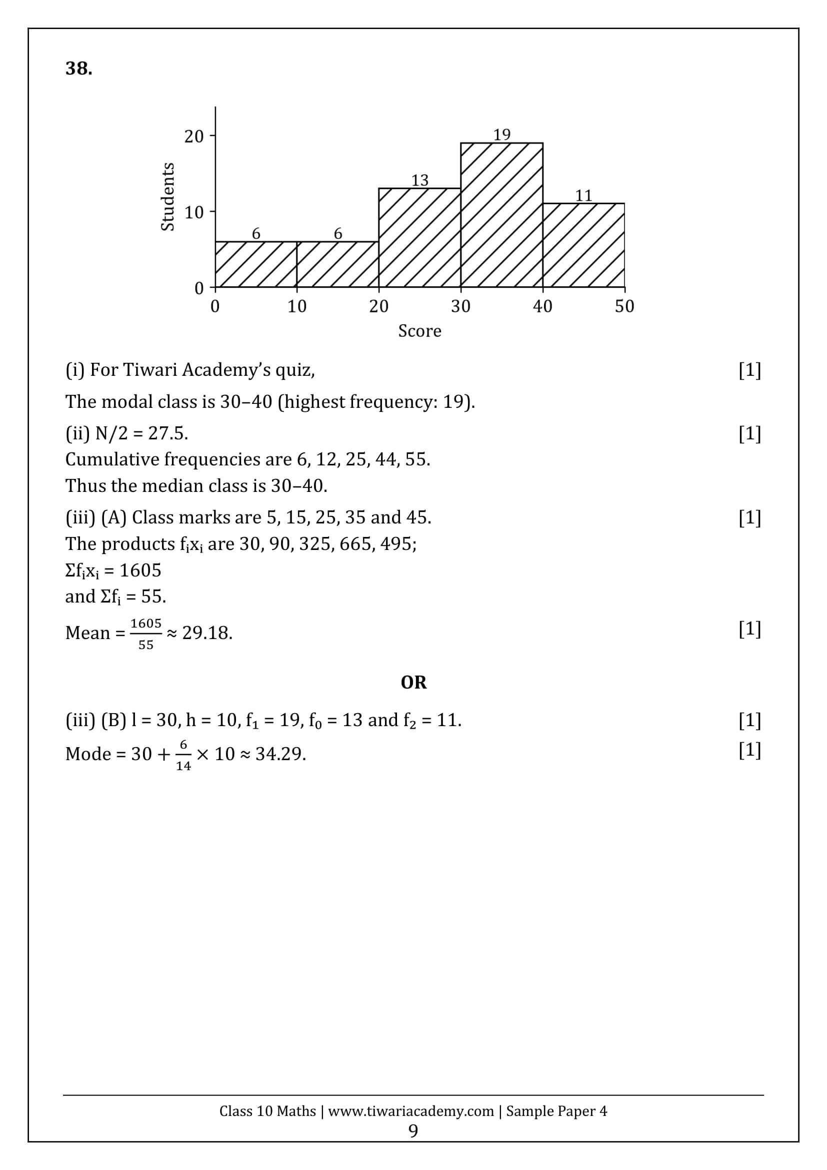 Class 10 Maths Sample Paper 4 Answers Page 9
