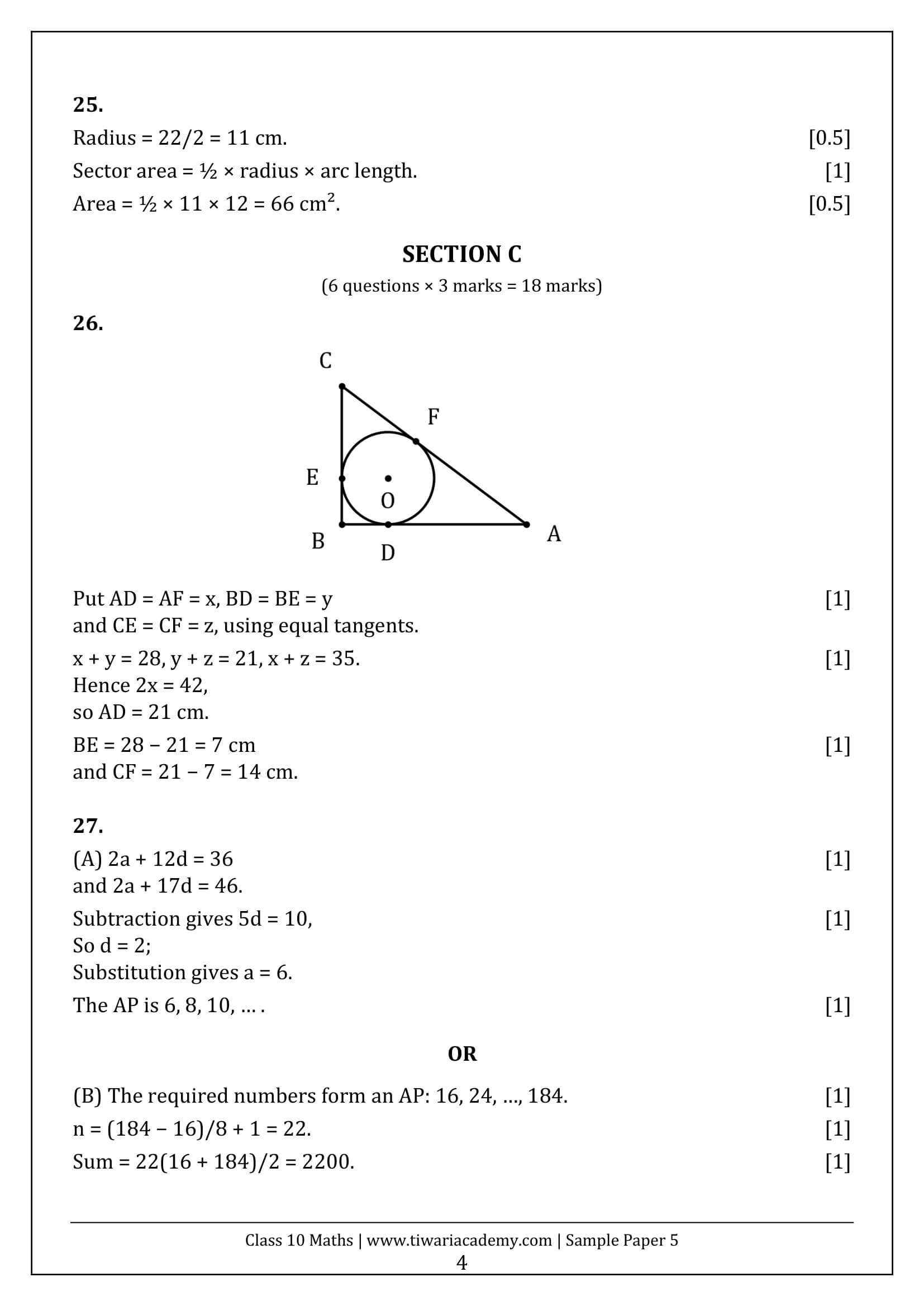 Class 10 Maths Sample Paper 5 Answers Page 4