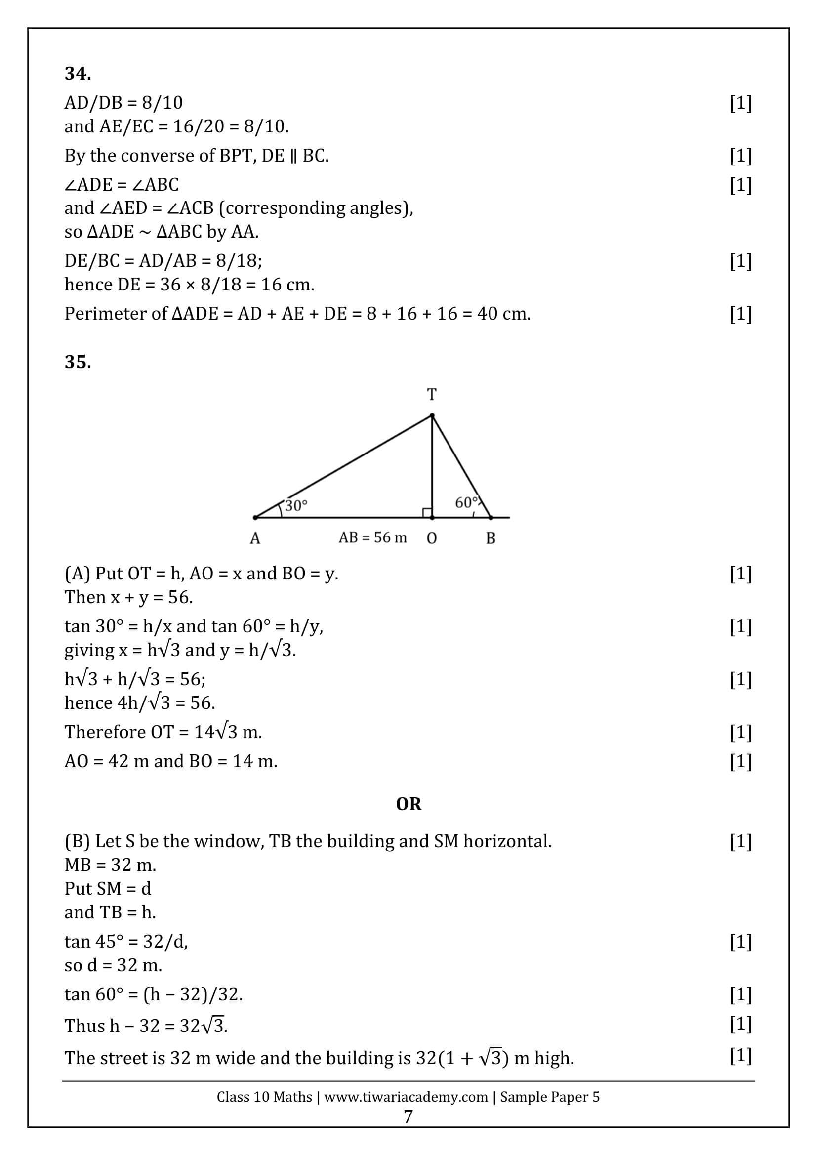 Class 10 Maths Sample Paper 5 Answers Page 7