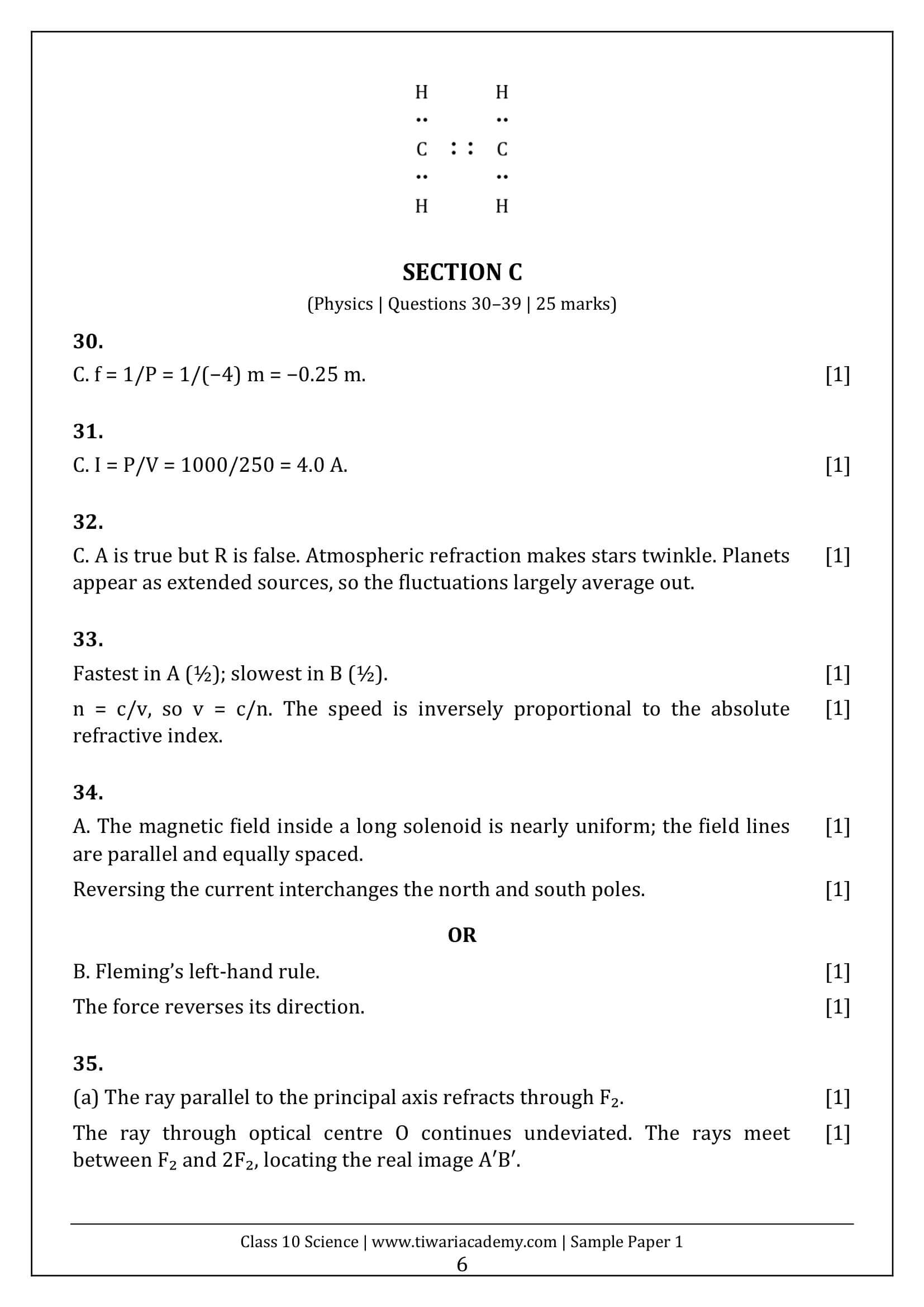 Class 10 Science Sample Paper 1 Answers Page 6