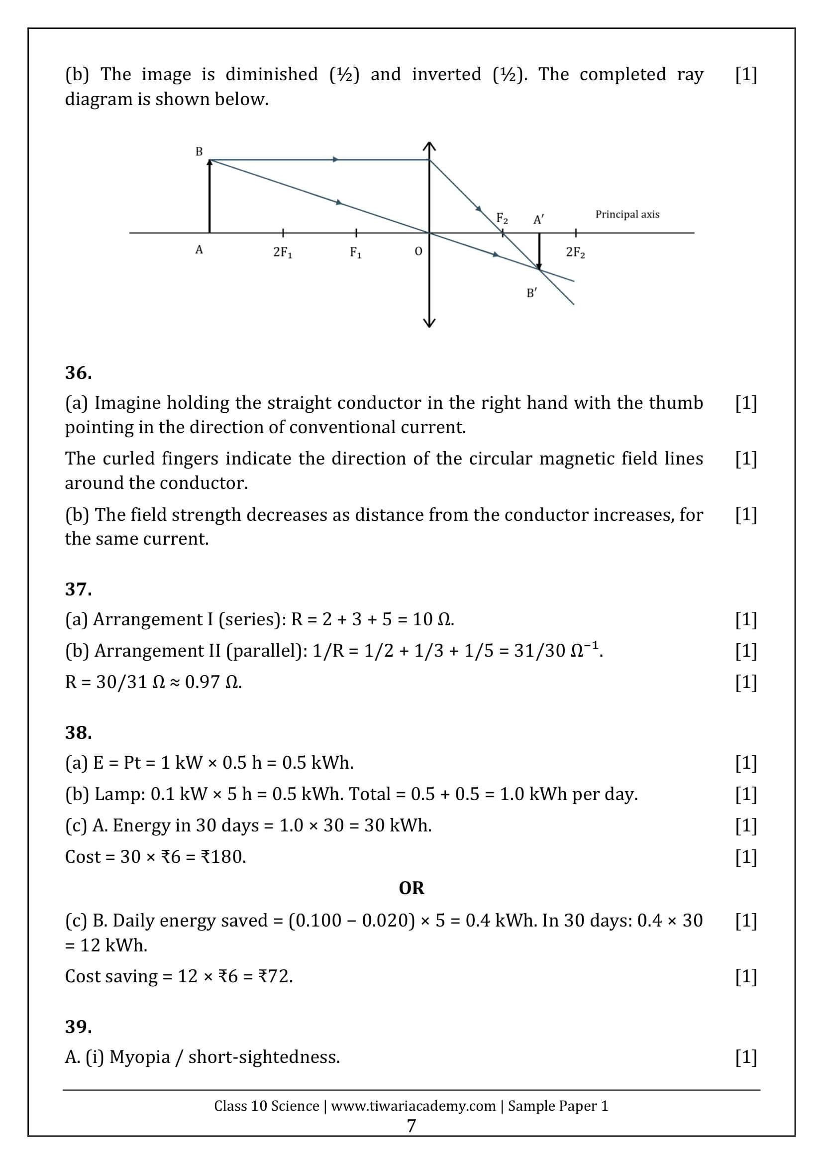 Class 10 Science Sample Paper 1 Answers Page 7