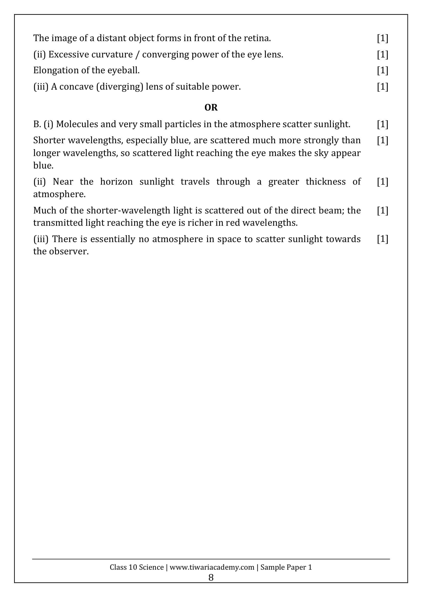 CBSE Sample Papers for Class 10 Science 2026-27 with Answers