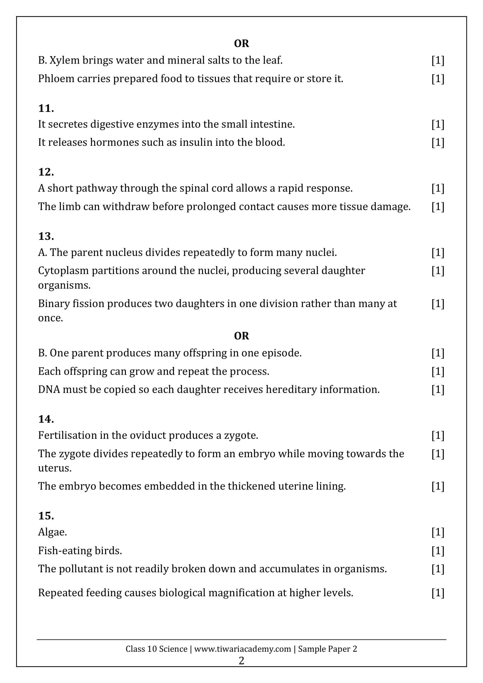 Class 10 Science Sample Paper 2 Answers Page 2