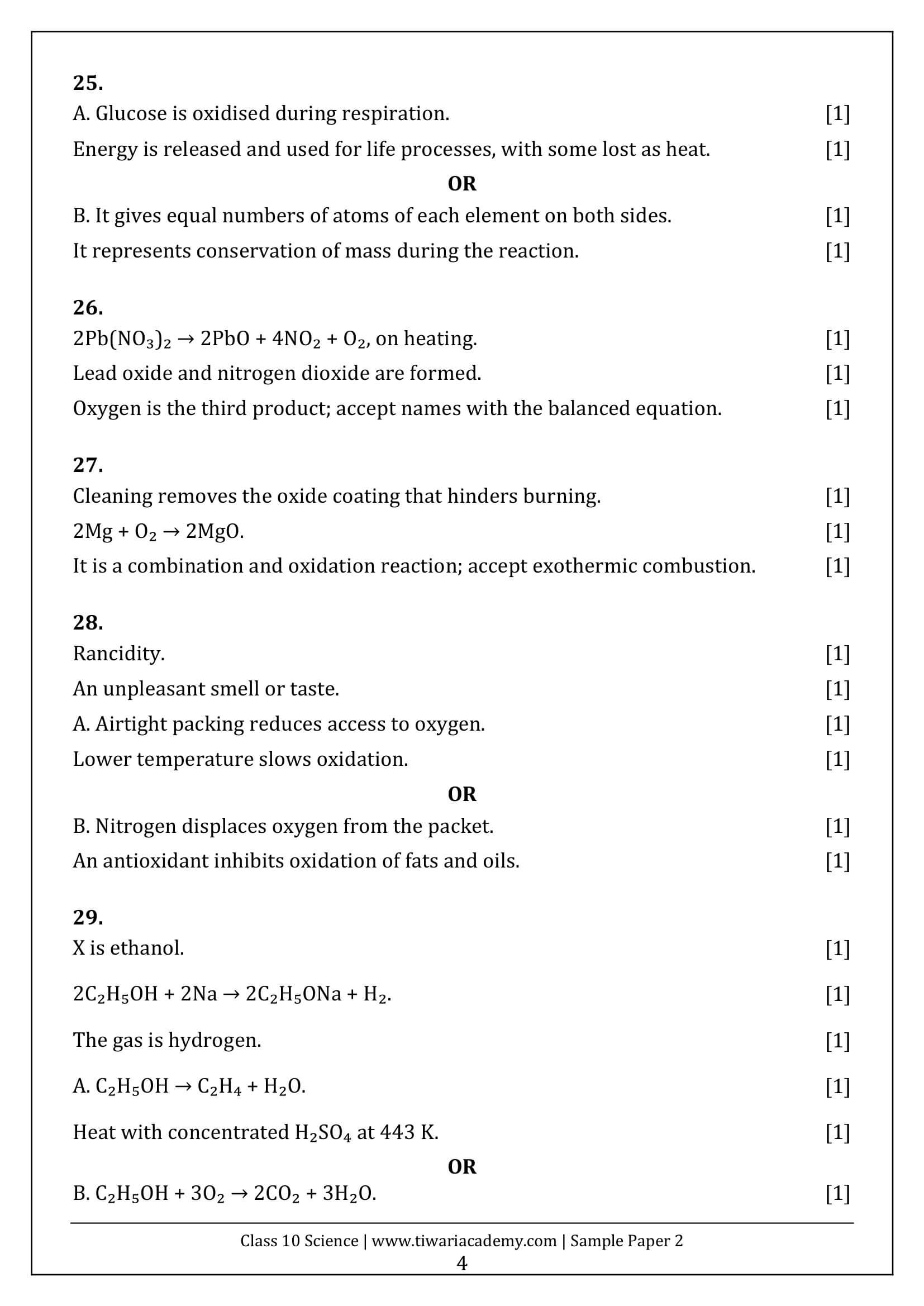 Class 10 Science Sample Paper 2 Answers Page 4