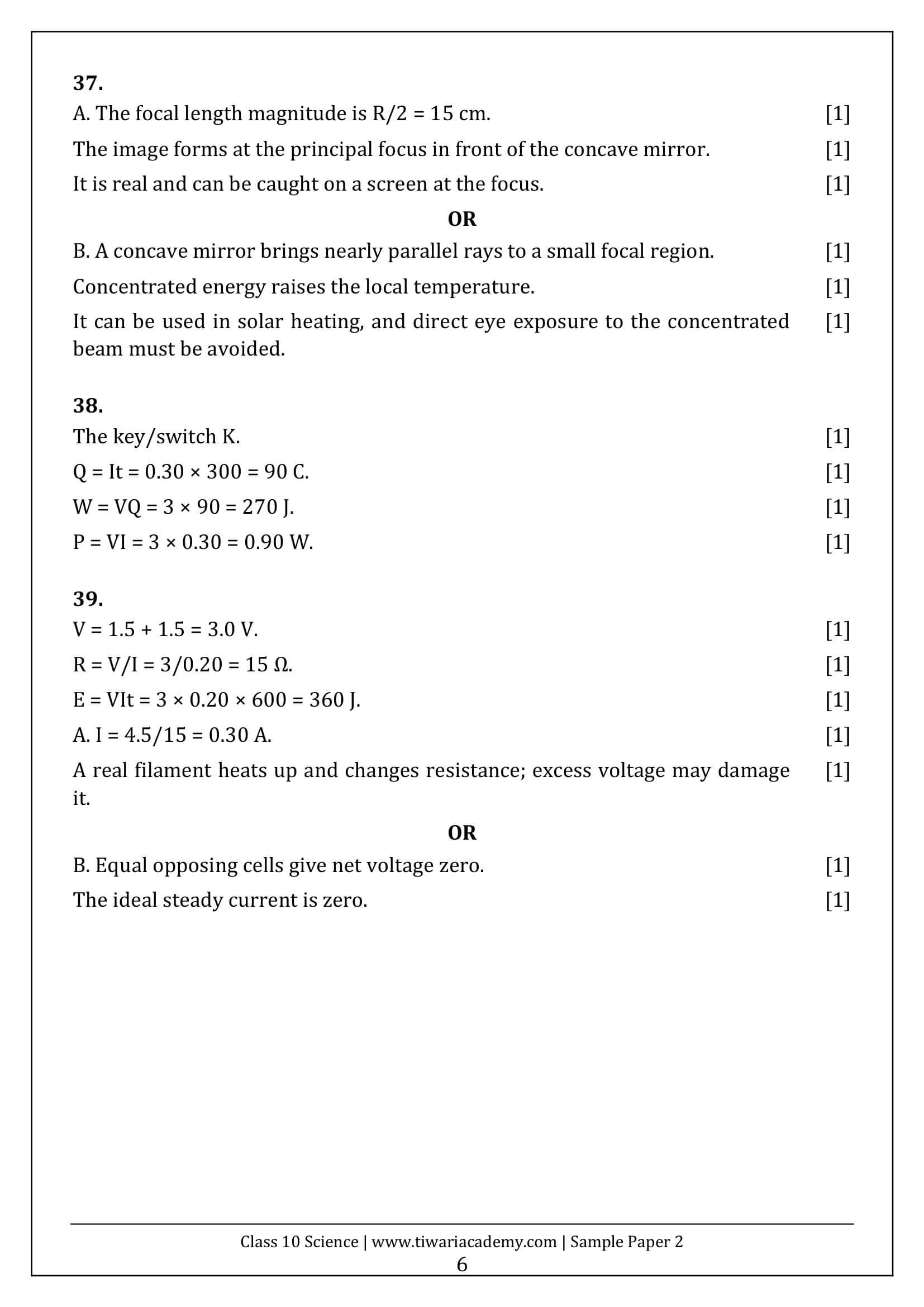 Class 10 Science Sample Paper 2 Answers Page 6