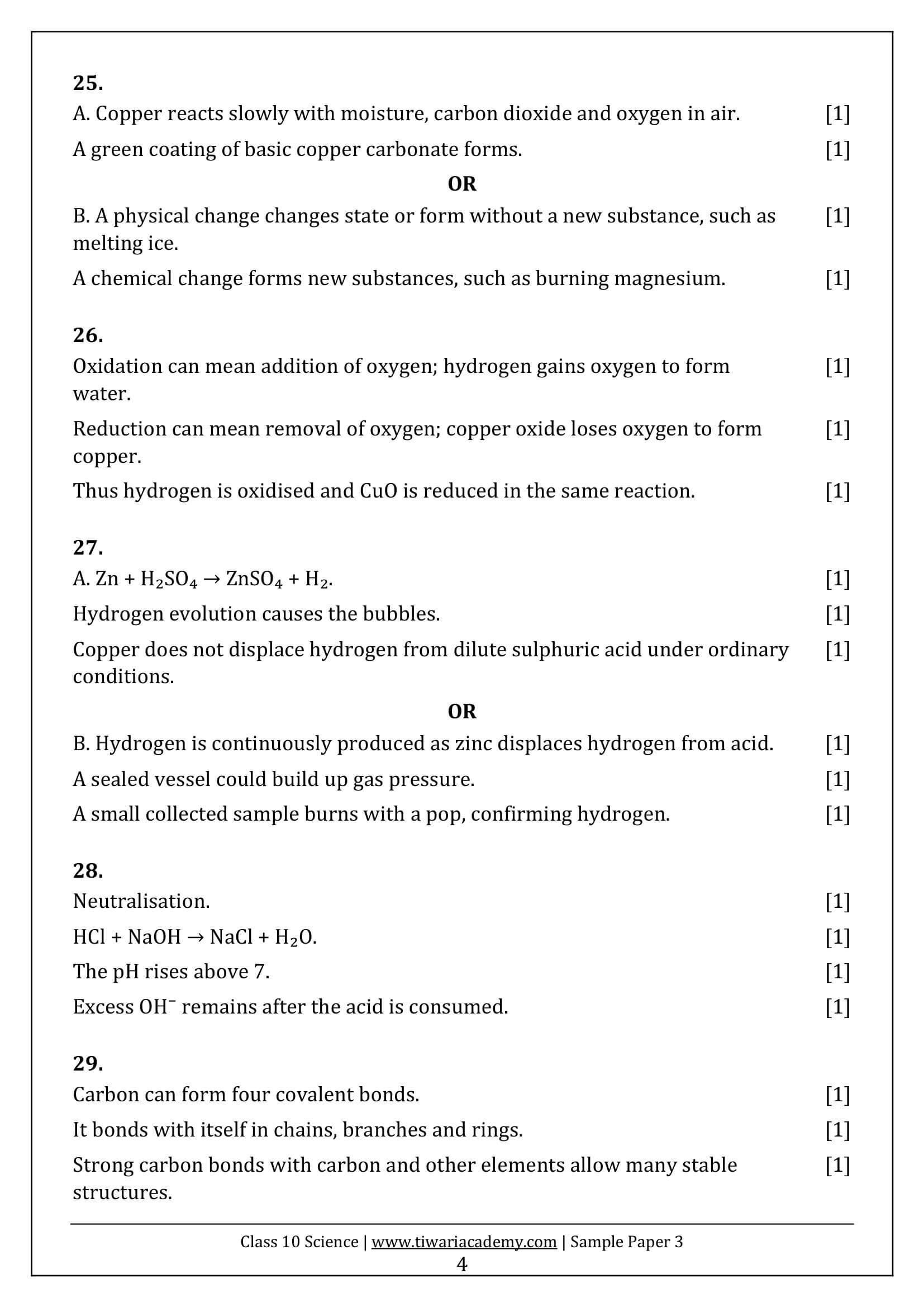 Class 10 Science Sample Paper 3 Answers Page 4