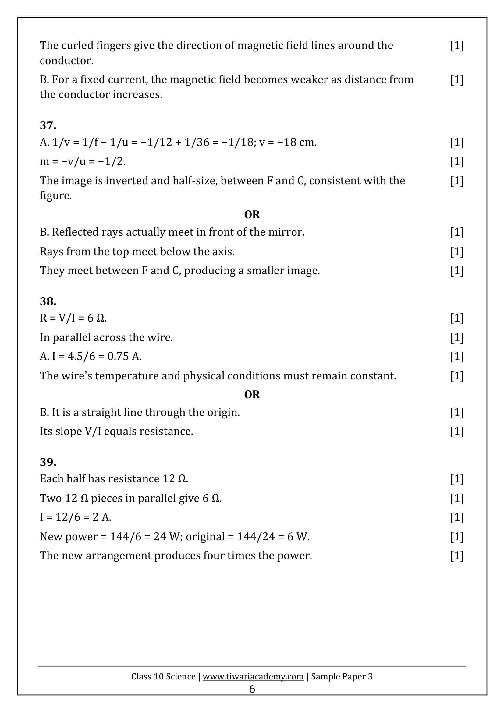 Class 10 Science Sample Paper 3 Answers Page 6