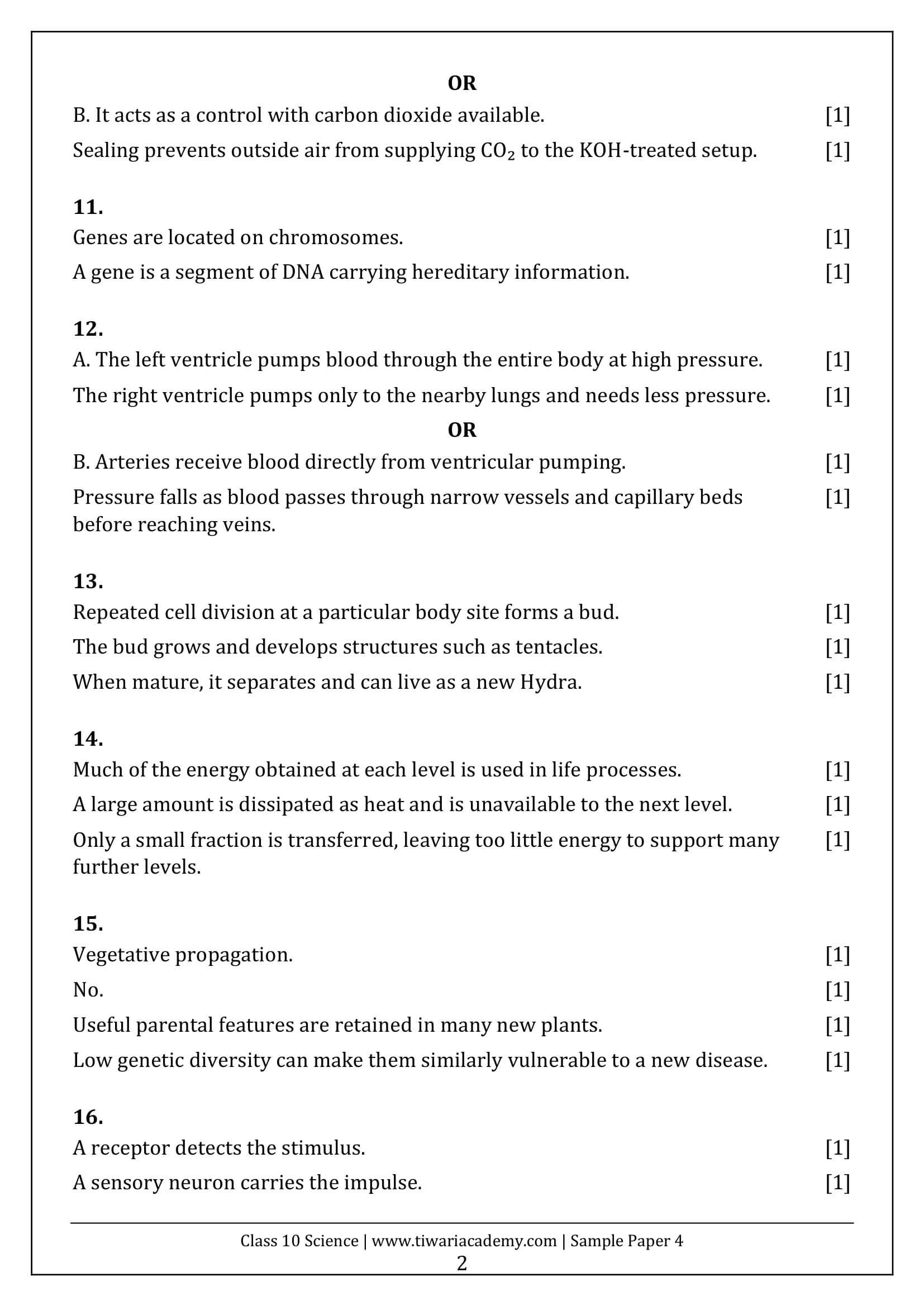 Class 10 Science Sample Paper 4 Answers Page 2