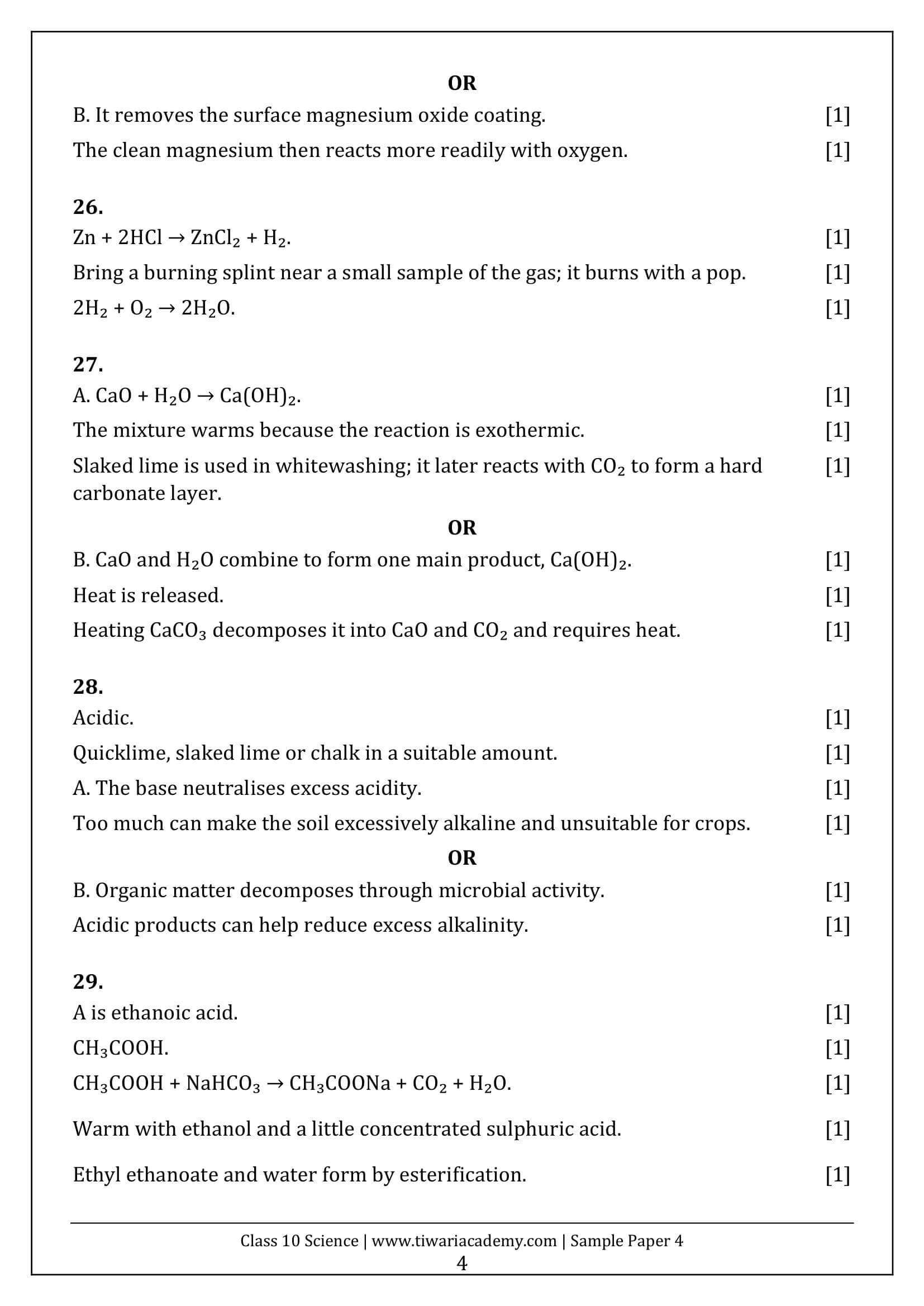 Class 10 Science Sample Paper 4 Answers Page 4