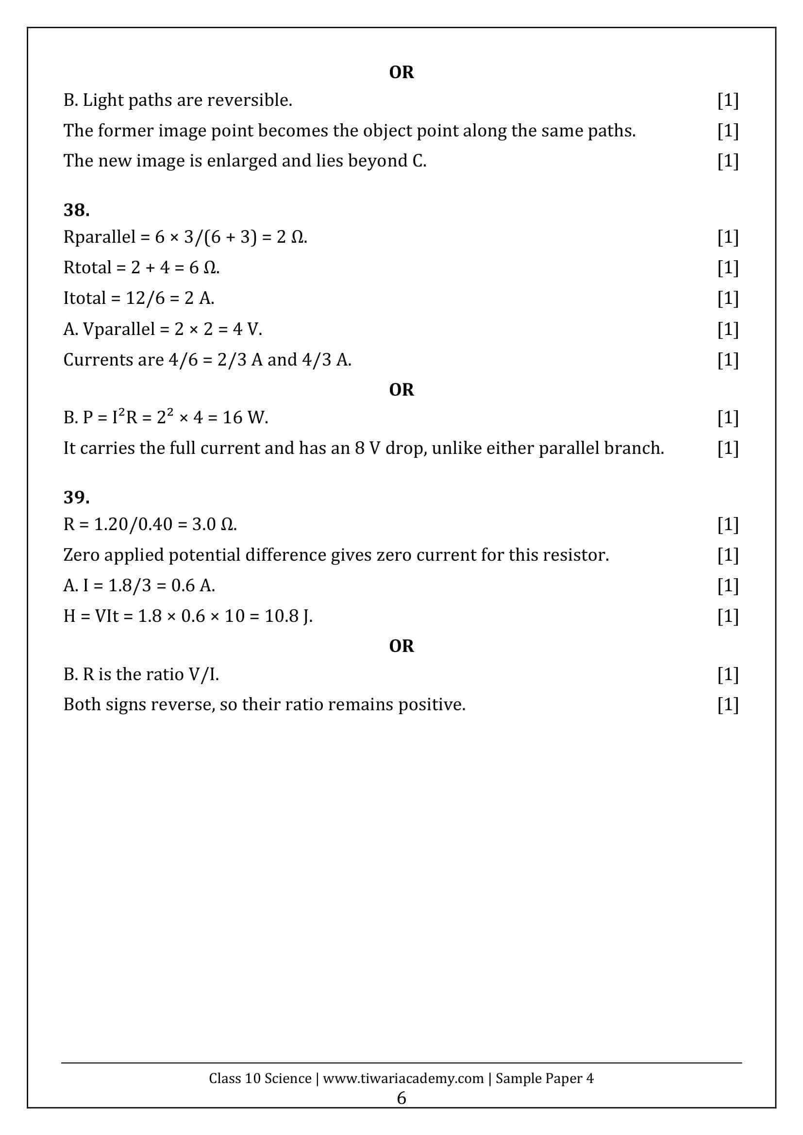 Class 10 Science Sample Paper 4 Answers Page 6