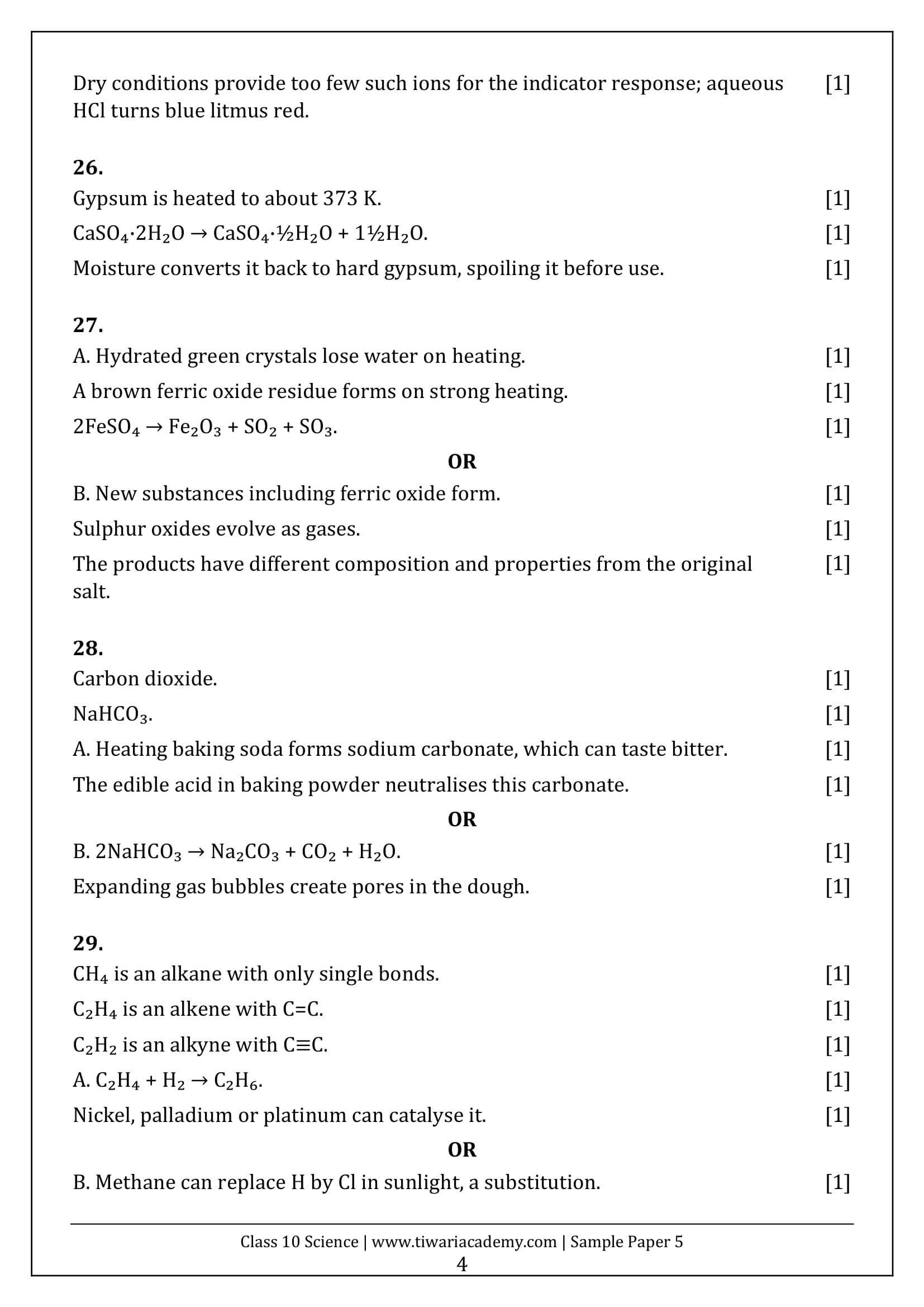 Class 10 Science Sample Paper 5 Answers Page 4