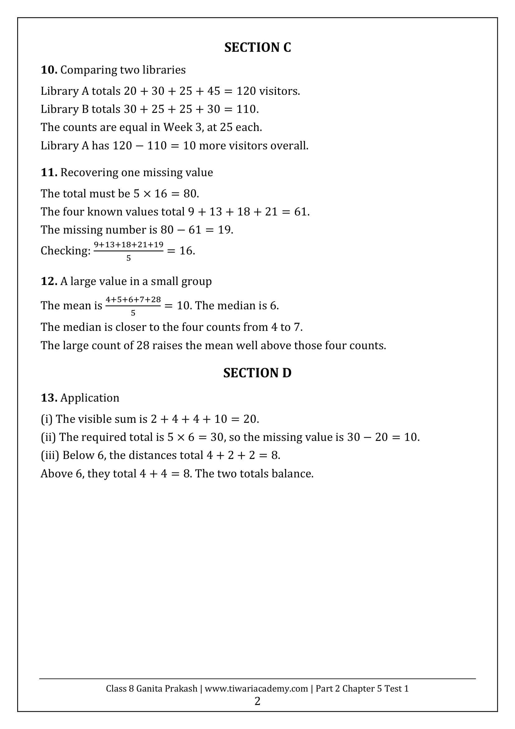Class 8 Maths Part 2 Chapter 5 Test Paper 1 Answers Page 2