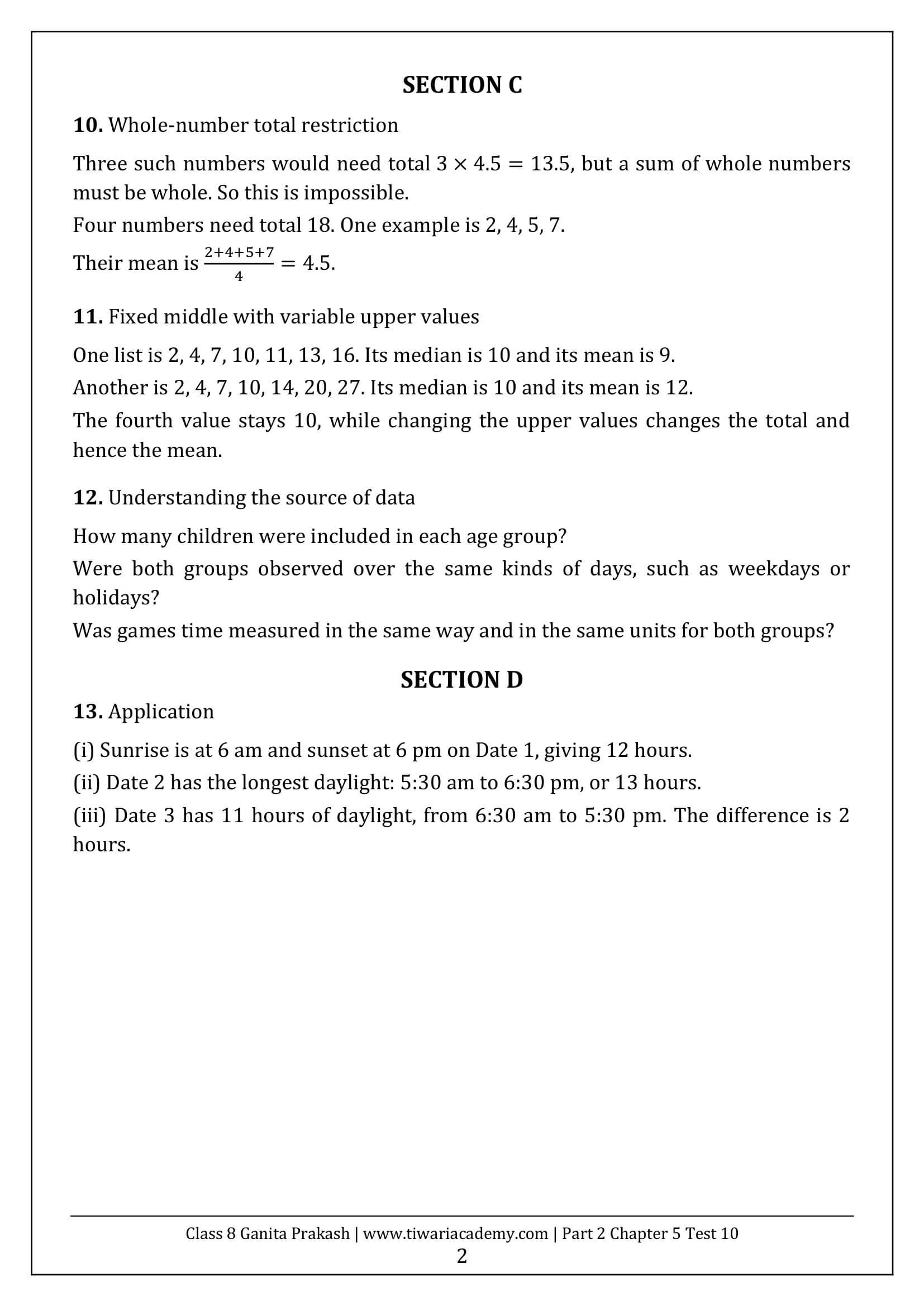 Class 8 Maths Part 2 Chapter 5 Test Paper 10 Answers Page 2