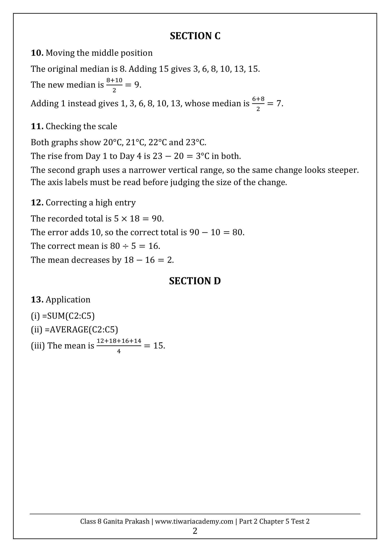 Class 8 Maths Part 2 Chapter 5 Test Paper 2 Answers Page 2